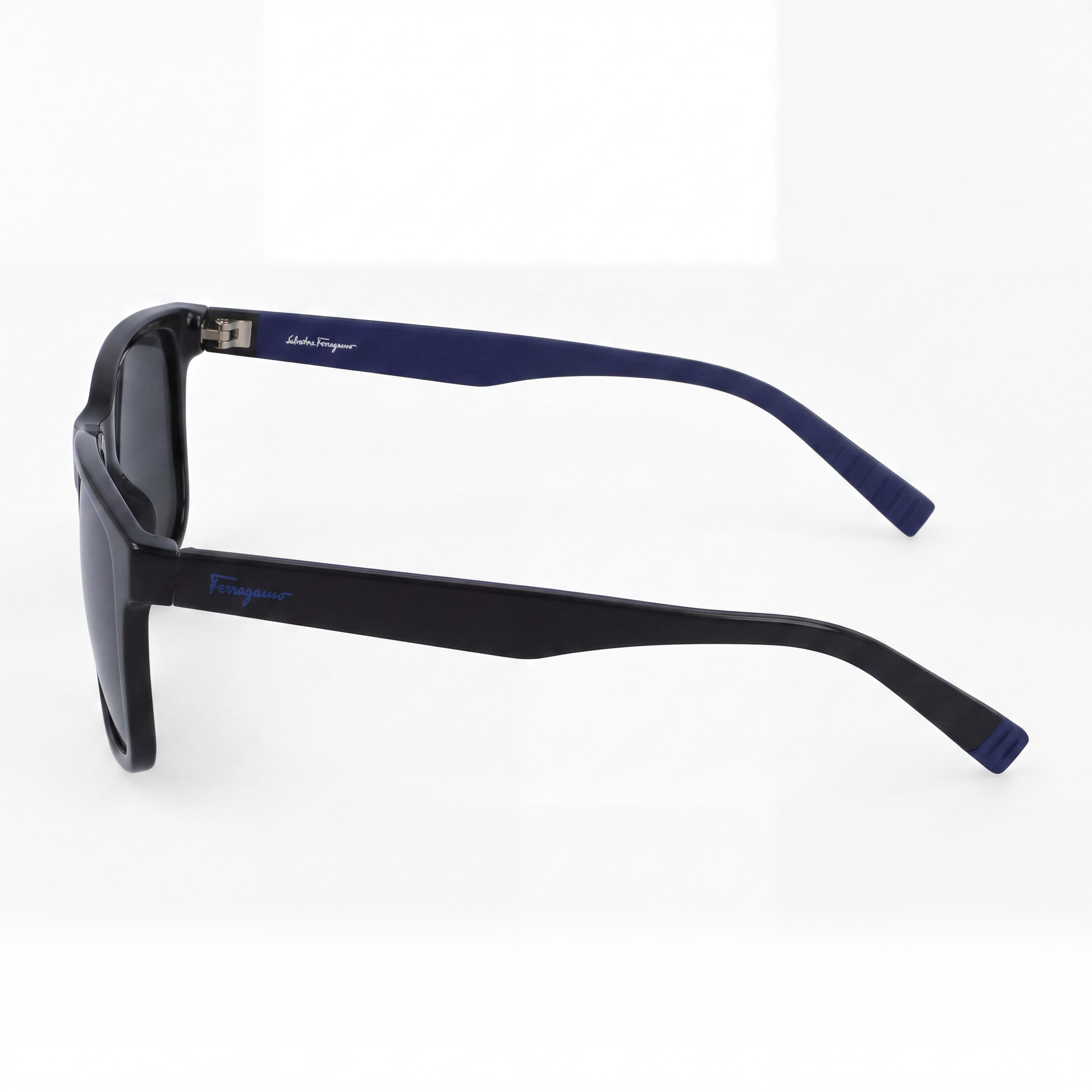 Salvatore Ferragamo Men's Plastic Sunglasses, Matte Black Frame, Black/Blue Lenses, Lens Width 57mm, Photo 3
