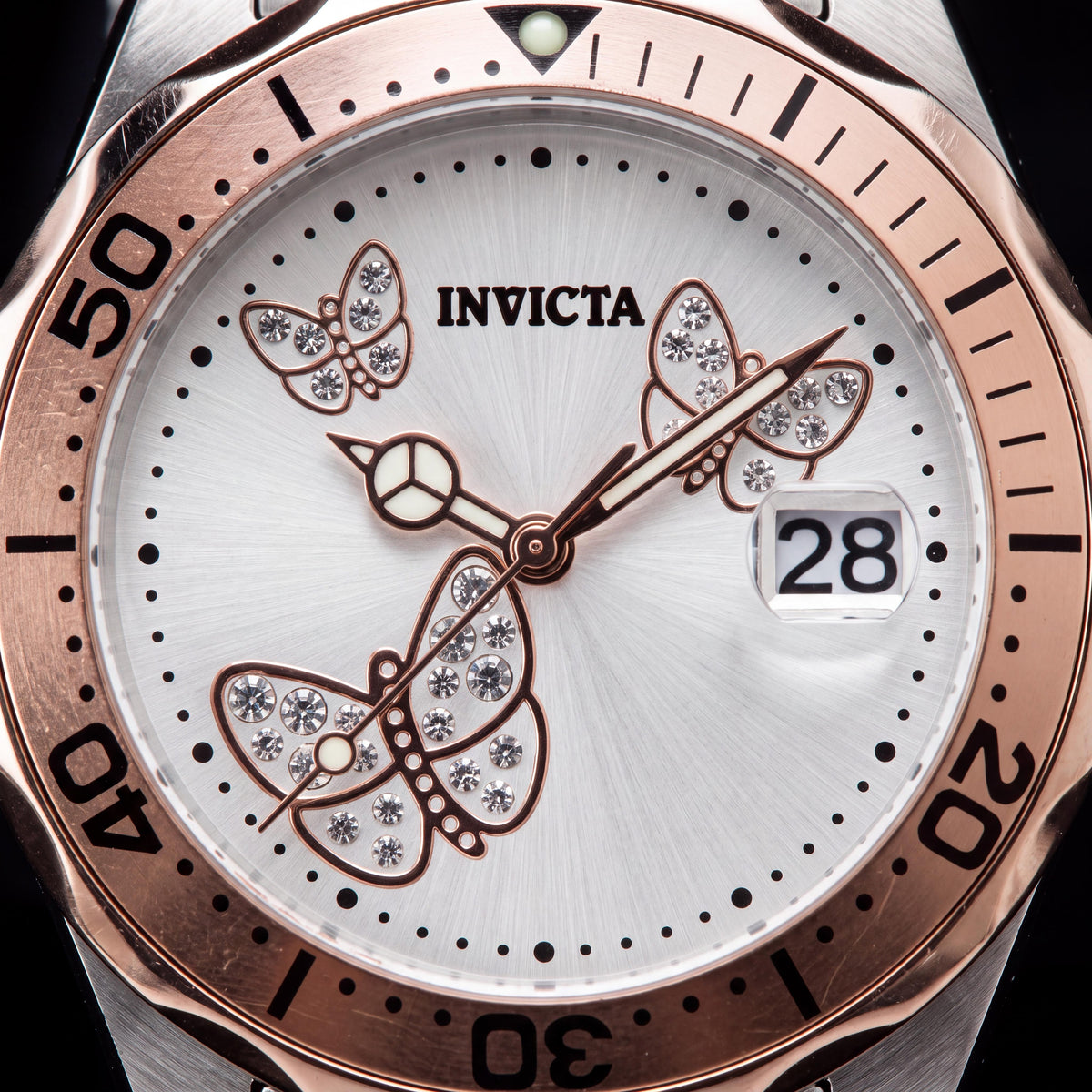 Reloj Invicta Angel 12504 para mujer, cuarzo, correa de acero inoxidable y oro rosa, 38 mm, esfera plateada, Photo 2