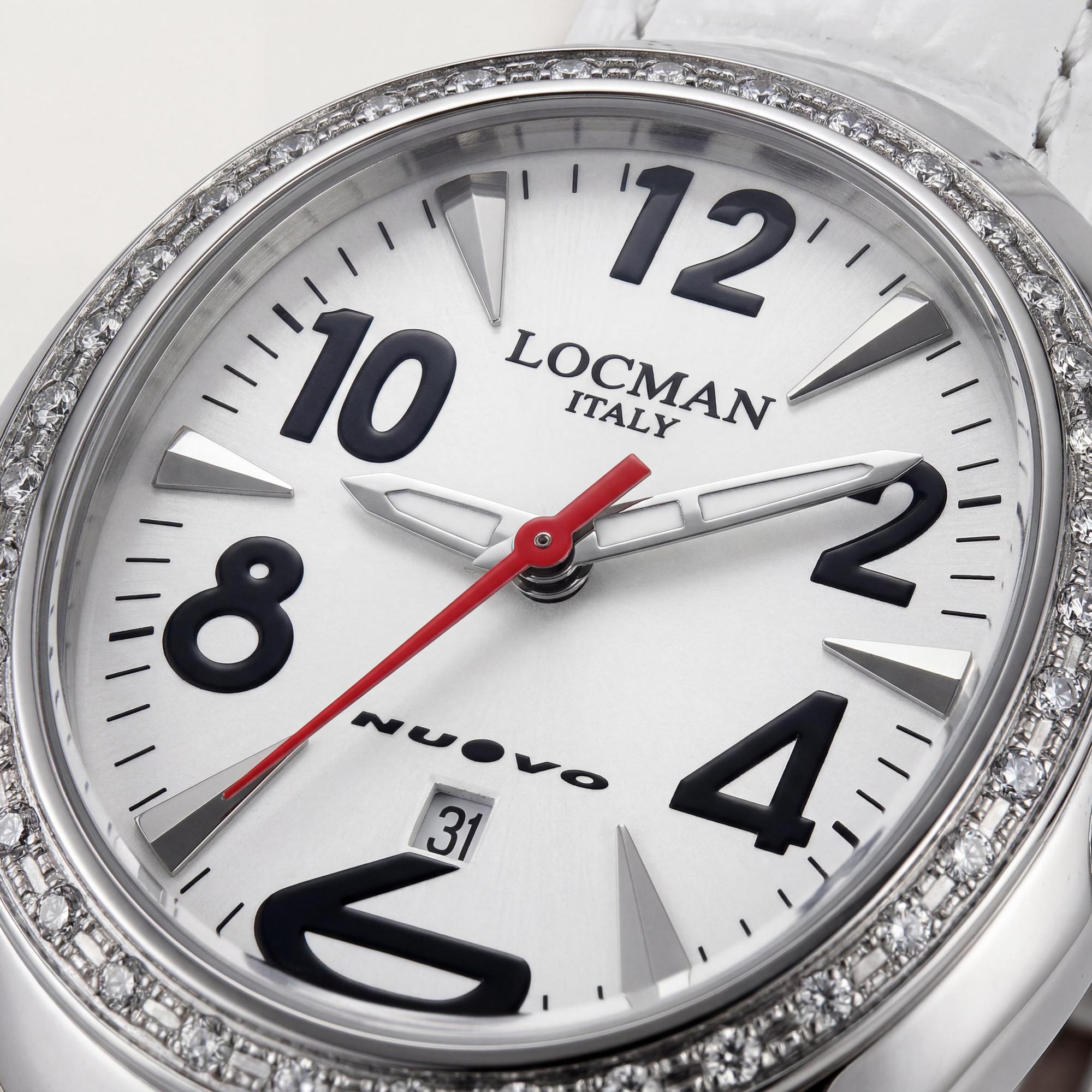 Locman Quartz Movement Women's White Stainless Steel Leather Strap Mother of Pearl Dial Water Resistant Watch, Photo 2