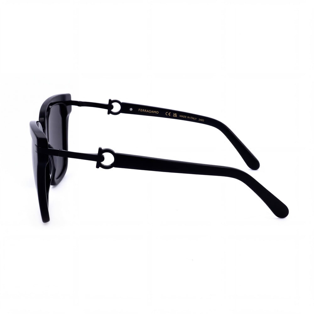Gafas de sol Salvatore Ferragamo Sf1085sn para mujer, montura de plástico negra, cuadradas, lentes negras no polarizadas, 57 mm