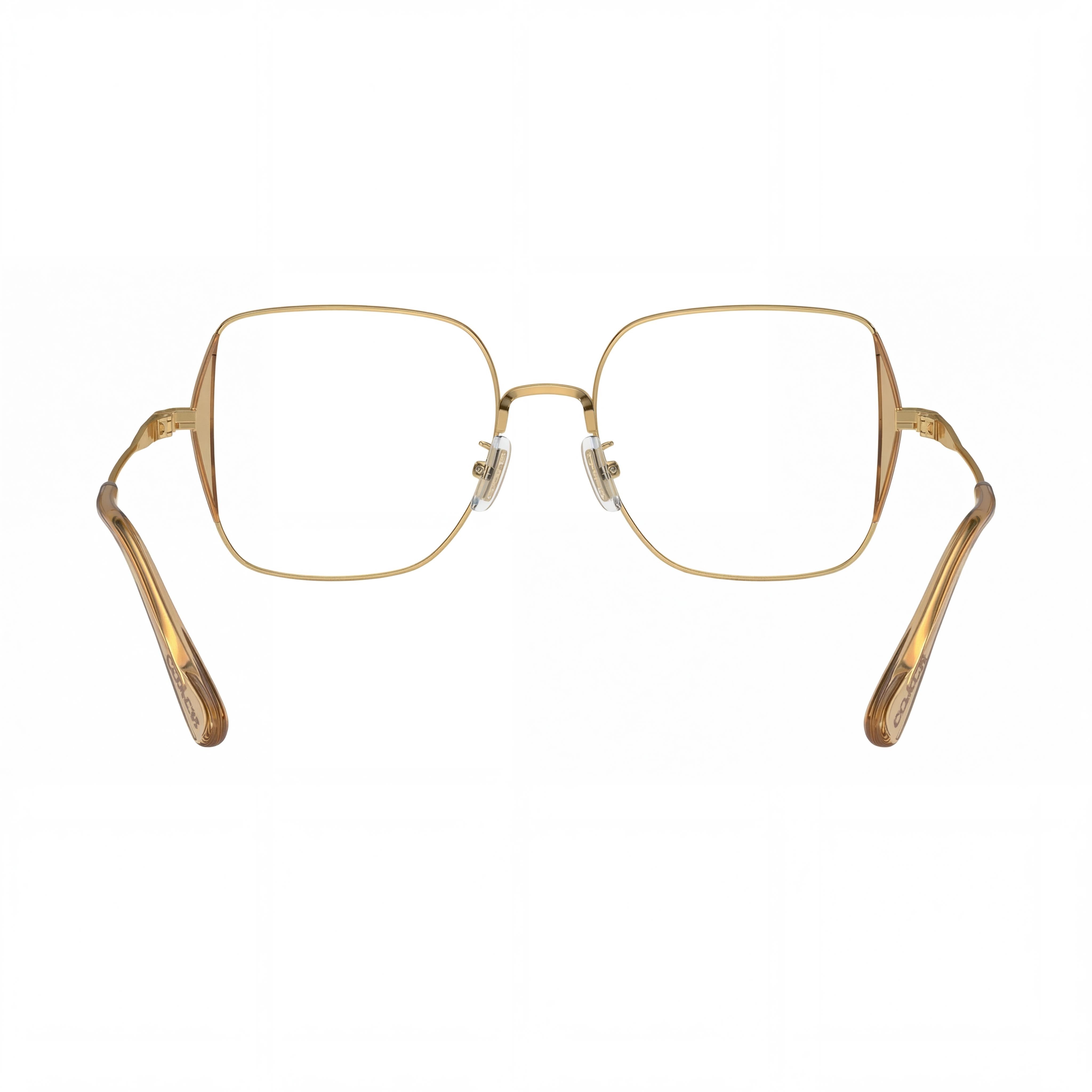 Gafas graduadas Coach Hc5165d cuadradas de gran tamaño para mujer, montura de metal brillante dorado con detalles marrones, ancho de lente 53 mm, Photo 2