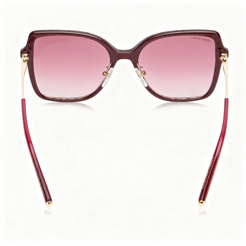 Carolina Herrera Seasonal Women's Burgundy Gold Pink Acetate Frame Sunglasses with Burgundy Gold Non-Polarized UV Lenses 55mm