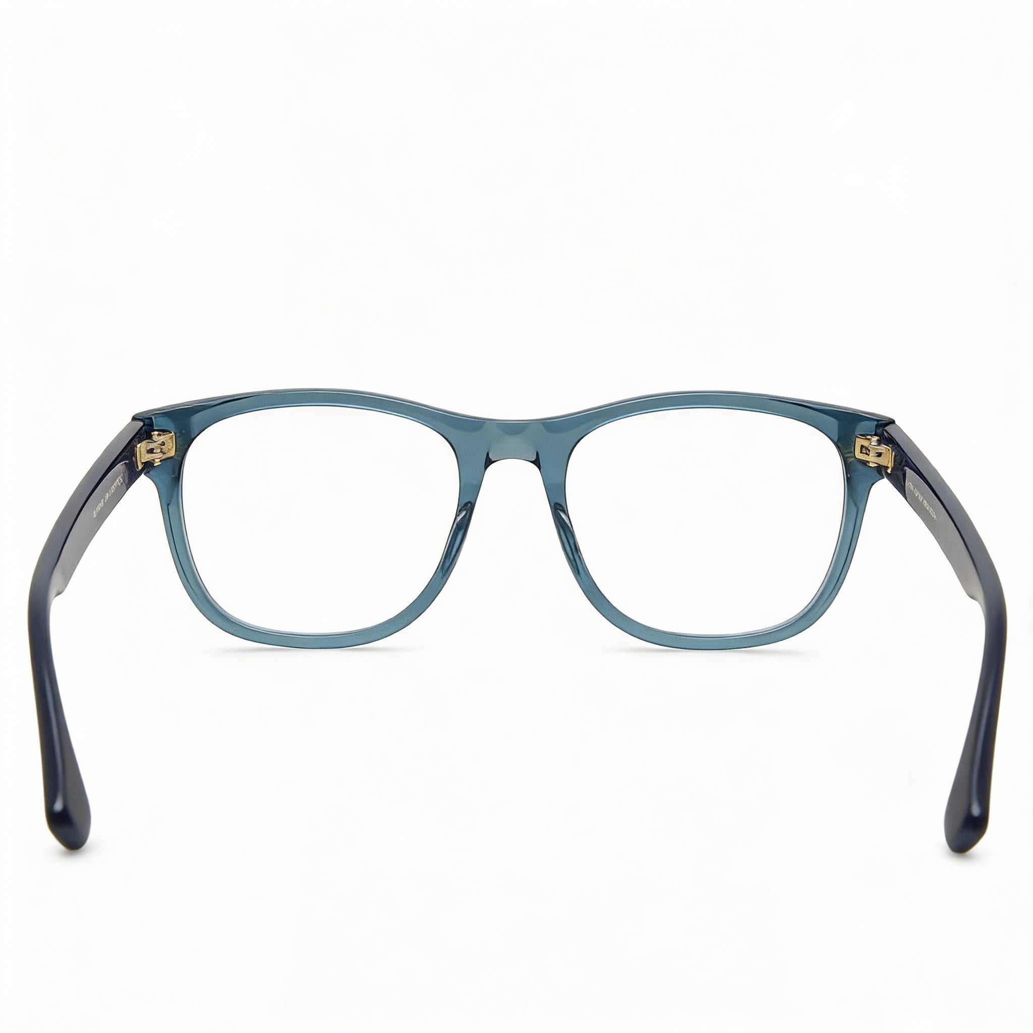 Gafas de vista Gucci Gg0004on 012 para hombre, montura cuadrada, de plástico azul transparente con logotipo dorado, talla 53, Photo 3