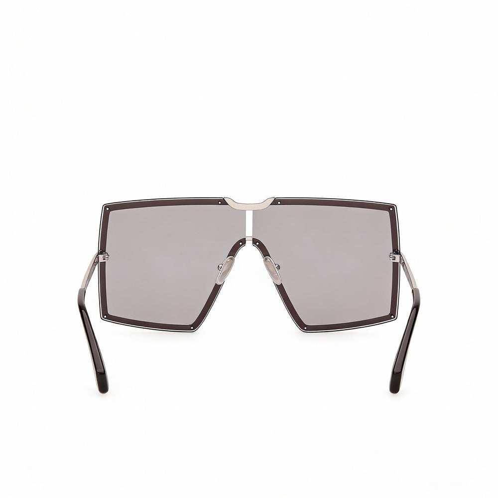 MaxMara Modern Women's Sunglasses with Shiny Palladium Frame and Smoke Lenses, size 69-3-135