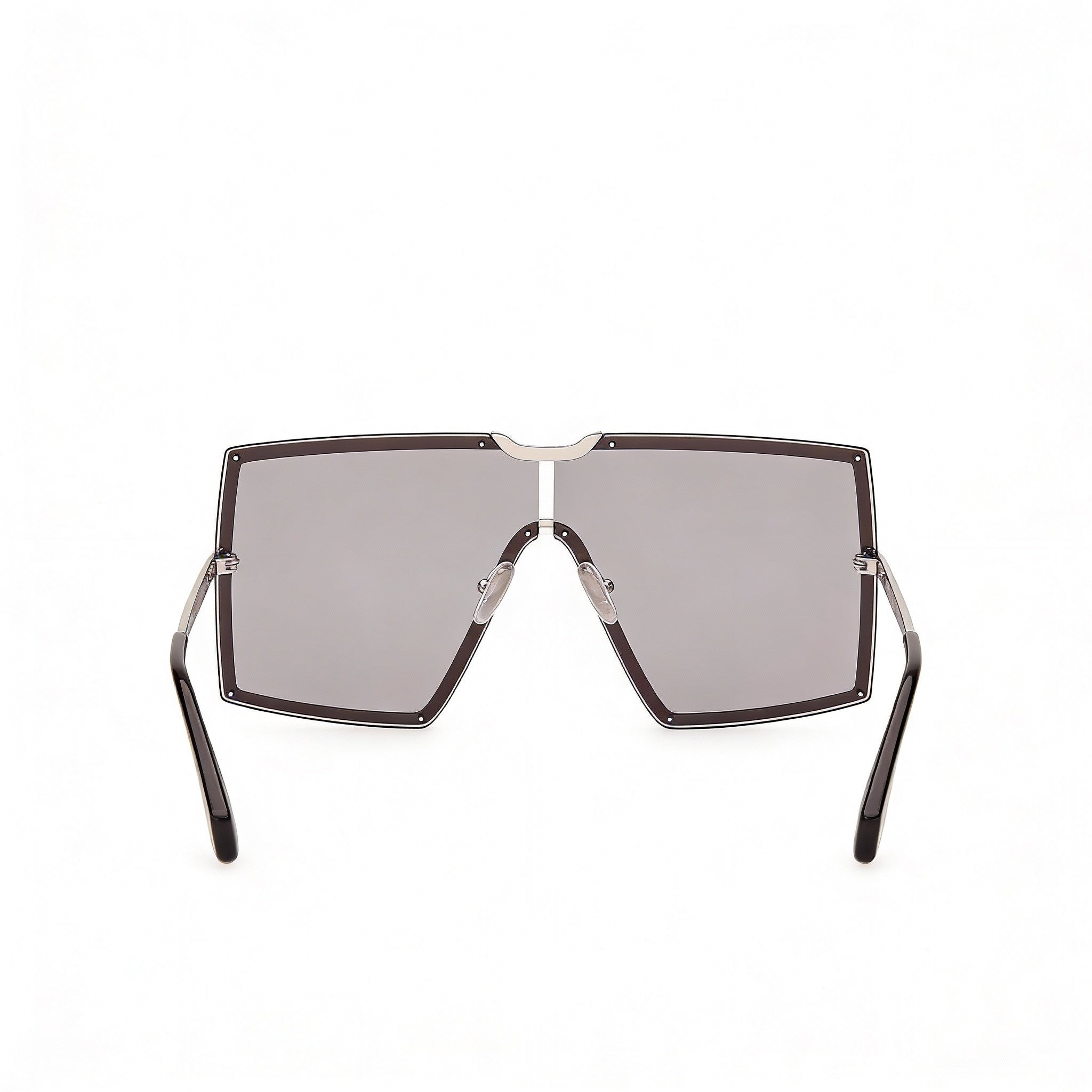 MaxMara Modern Women's Sunglasses with Shiny Palladium Frame and Smoke Lenses, size 69-3-135, Photo 3