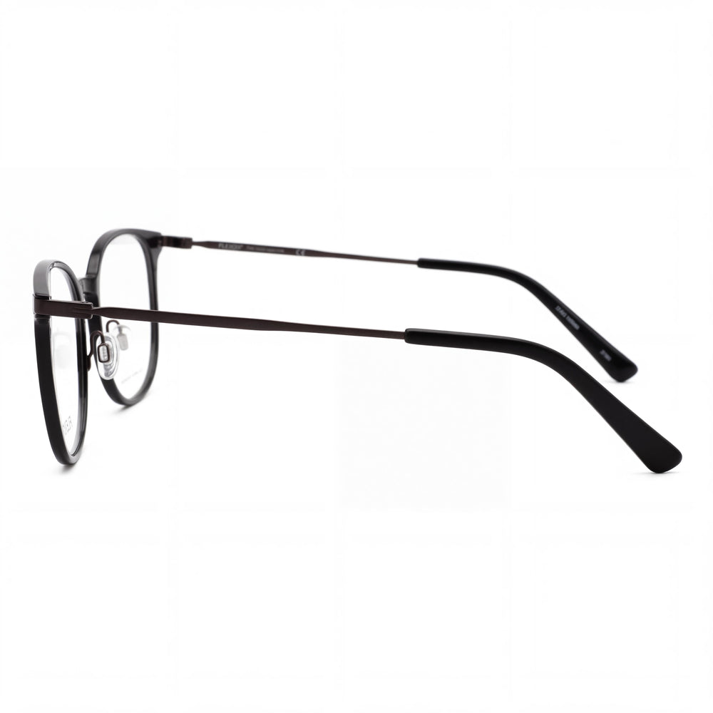 Flexon Ep8002 Unisex Acetate Optical Frames, Shiny Black, Prescription Ready with Clear Demo Lenses, 52mm