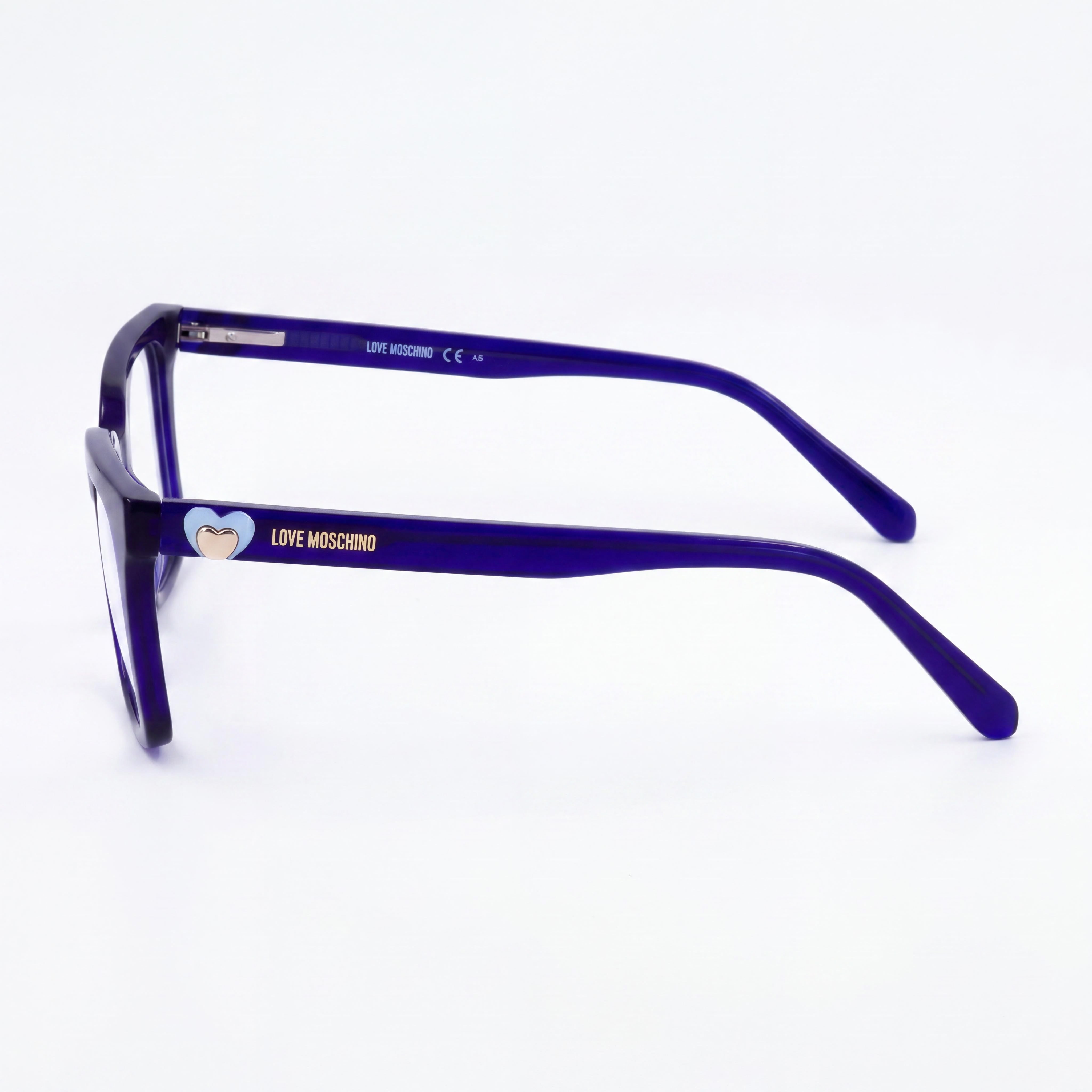 Love Moschino Gafas Modernas para Mujer en Acetato Azul, Lentes de Policarbonato No Polarizadas, 52mm, Photo 2