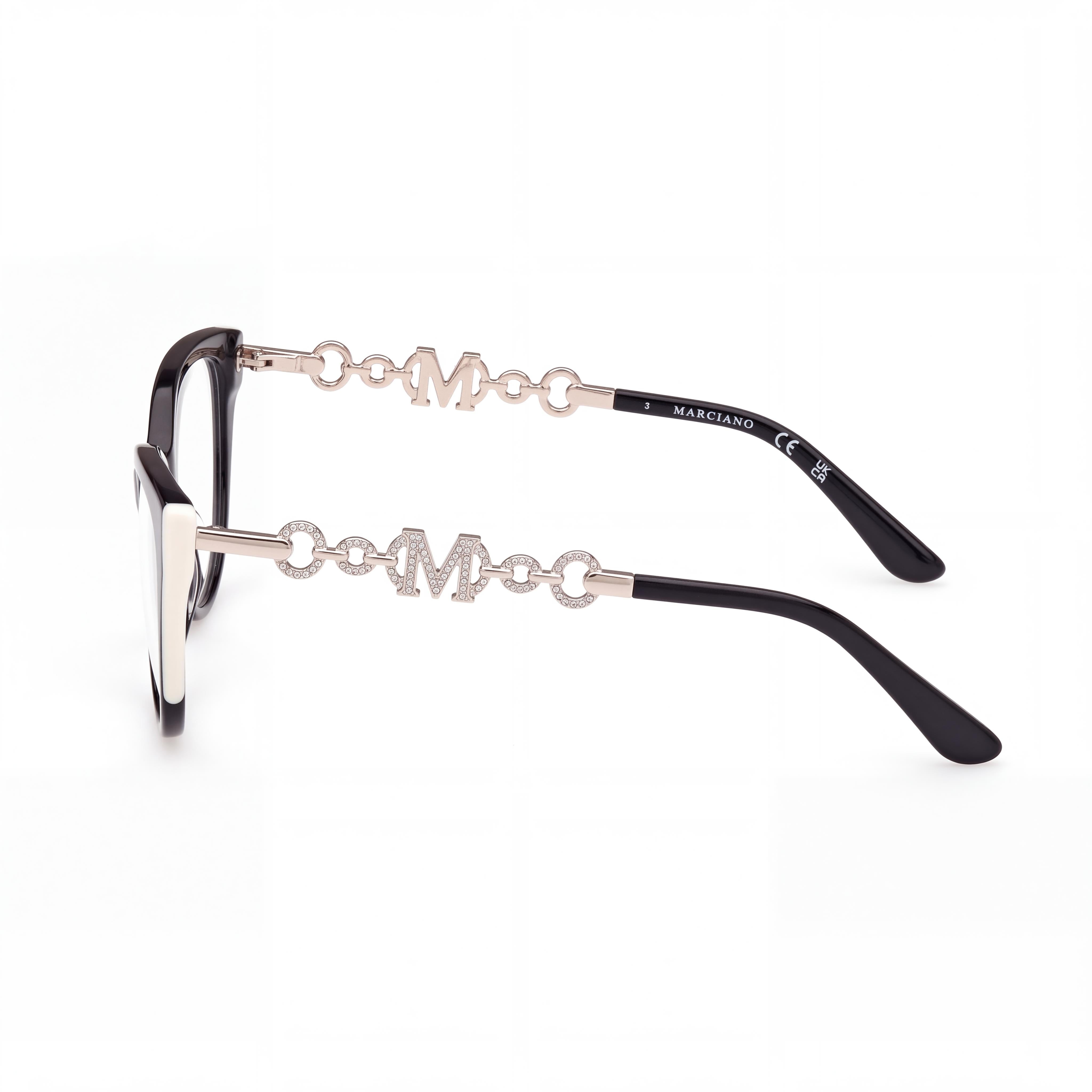 GUESS by Marciano GM 50006 Women's Plastic Frame Eyewear in Black and Pale Gold, 54mm Lens, Photo 2