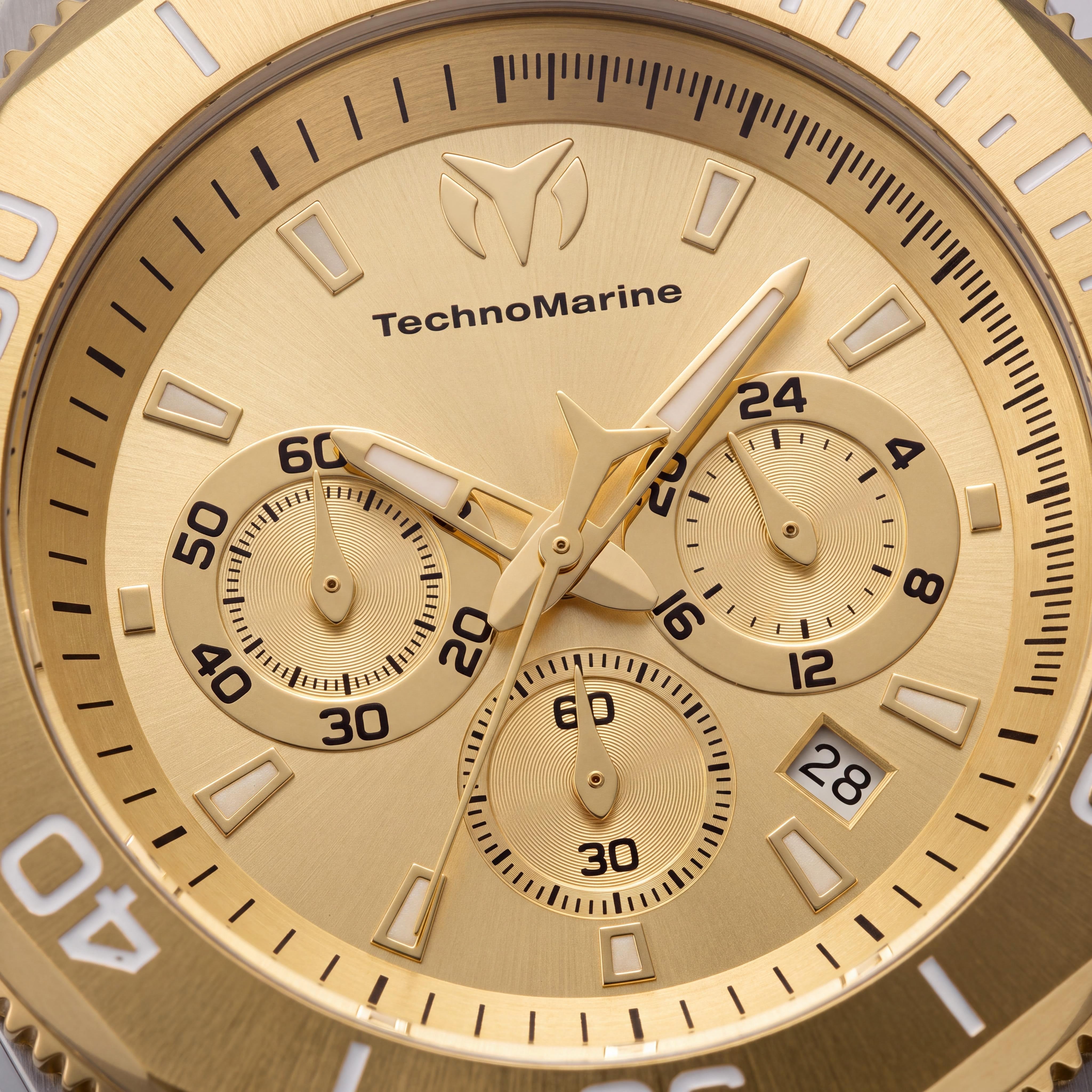 Technomarine Men's Manta TM-224017 Silver Stainless Steel Gold Dial 49mm Chronograph Quartz Watch, Photo 2