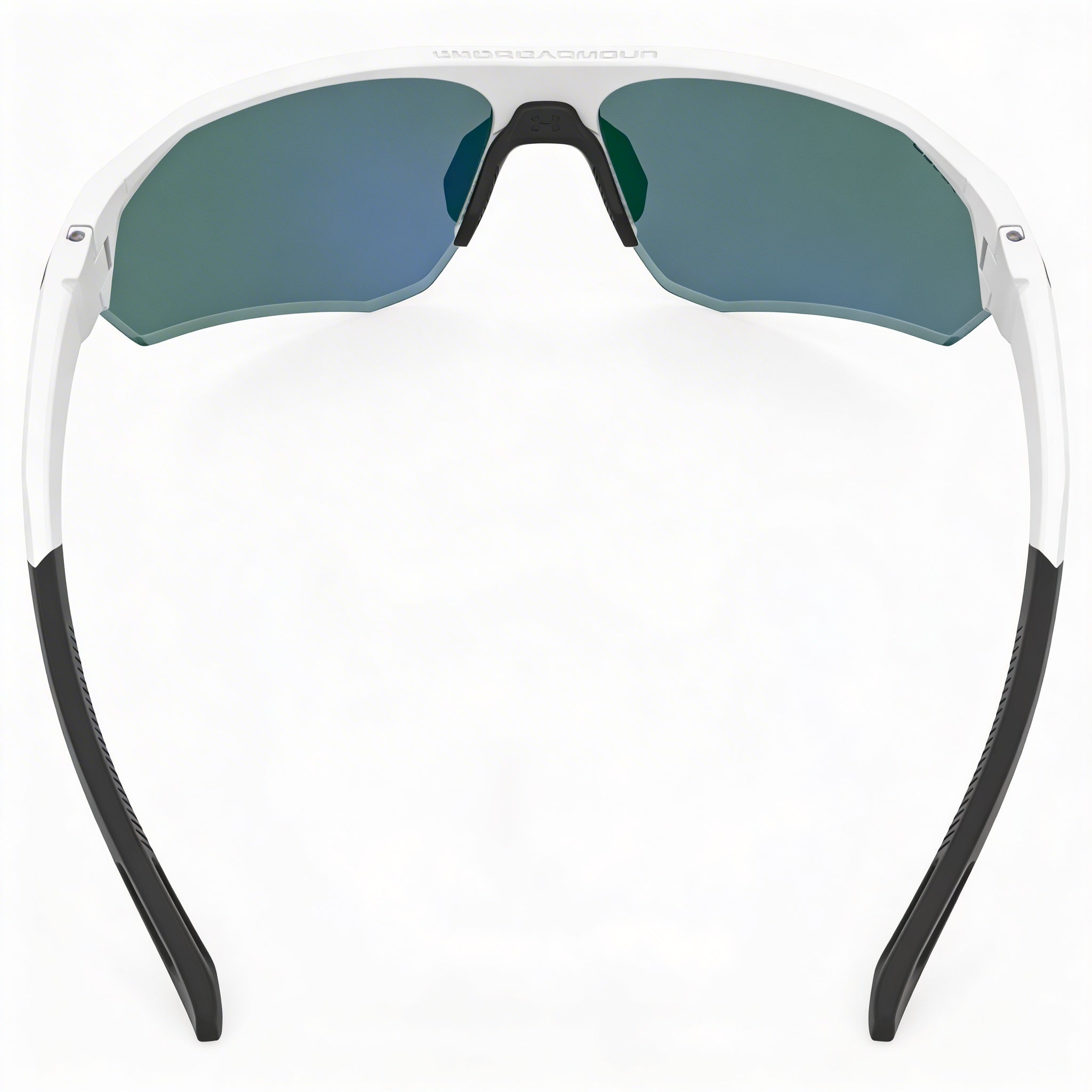 Gafas de sol unisex Under Armour Playmaker Wrap, armazón blanco y negro, lentes verdes multicapa no polarizadas, protección UV, 72 mm, Photo 3