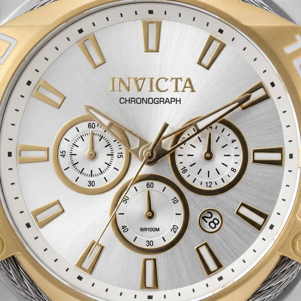 Reloj de cuarzo cronógrafo Invicta Bolt 34126 para hombre con caja de acero inoxidable de 50 mm y esfera plateada
