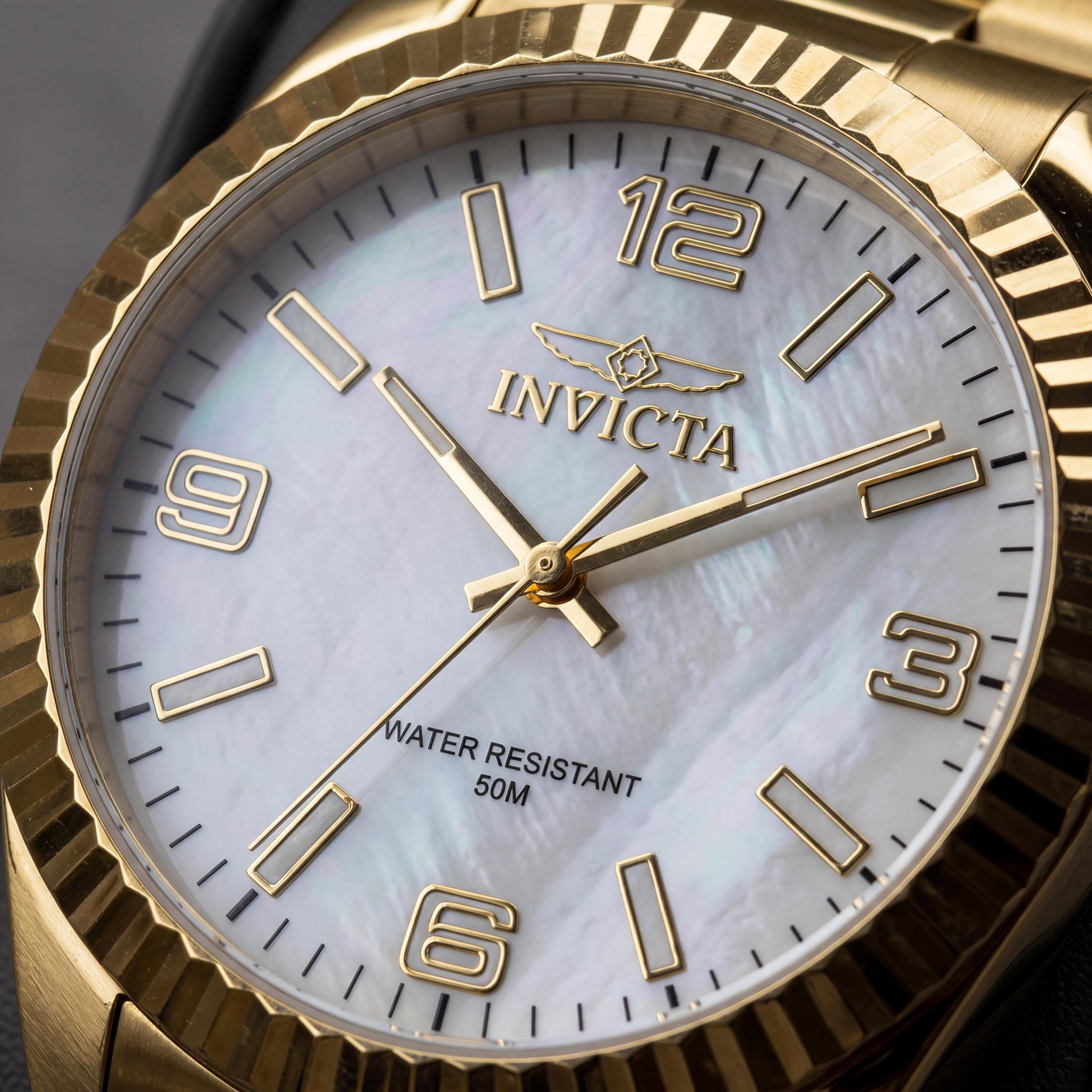 Invicta Specialty 50126 Reloj de pulsera de cuarzo de acero inoxidable dorado para hombre con esfera de nácar de 43 mm, Photo 2