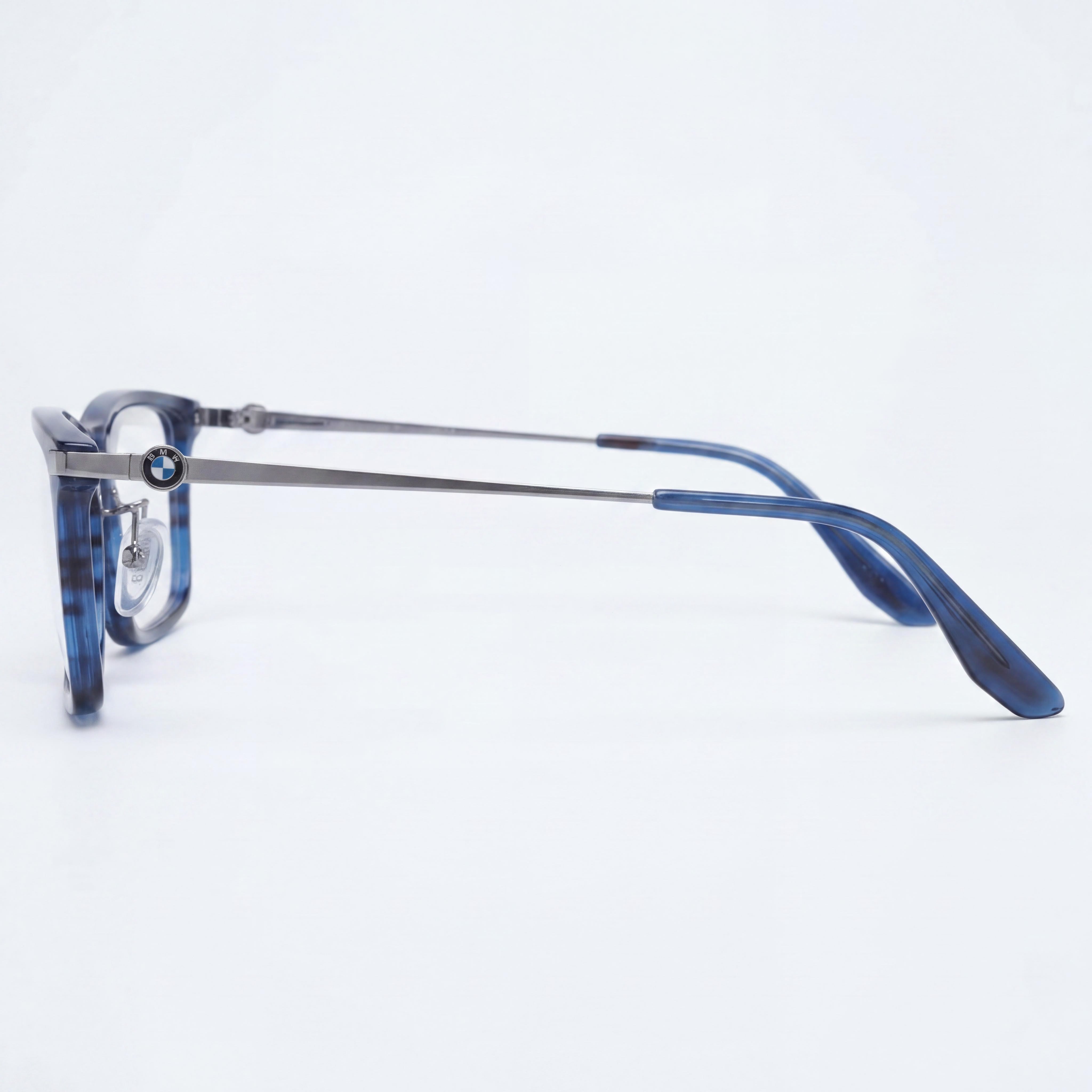 BMW Men's Bw5020 Blue Plastic & Metal Frame Optical Eyeglasses with Clear Demo Lenses 56-20-145, Photo 2