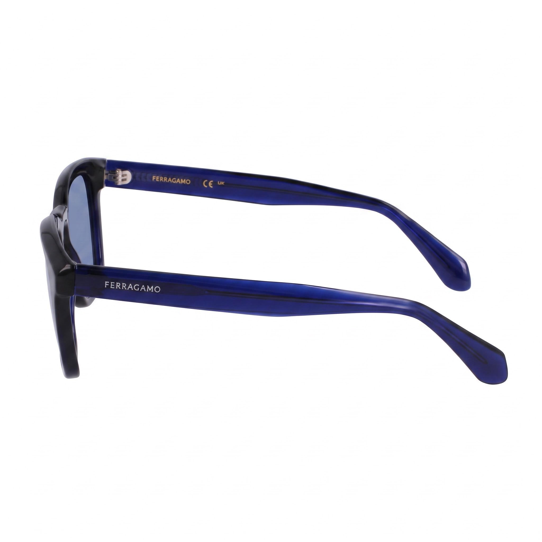 Gafas de sol Ferragamo para hombre, modelo SF2040SE, montura de titanio azul transparente, protección UV 400 no polarizada, 50 mm, Photo 3
