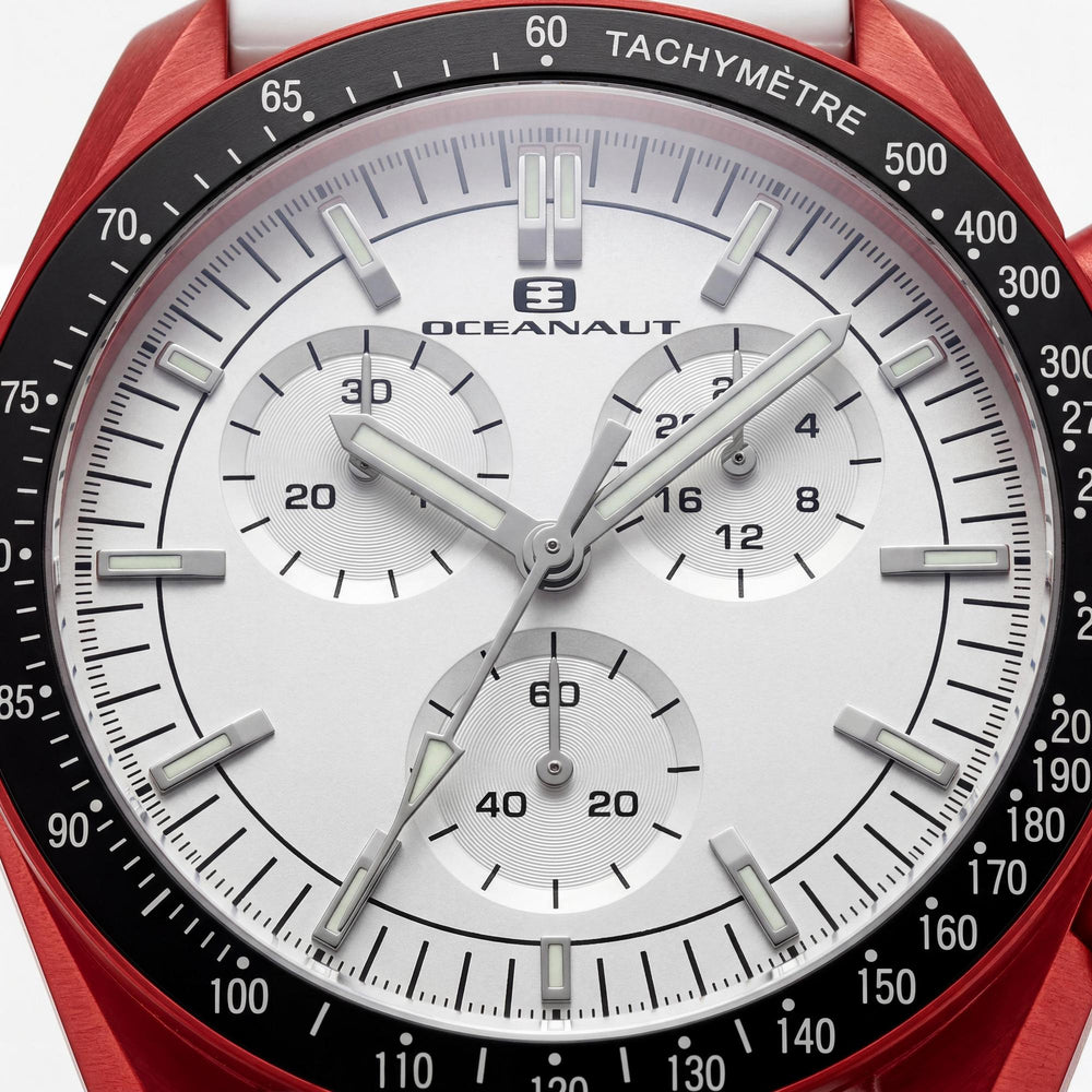 Reloj Oceanaut Modern para hombre con caja de plástico blanca, correa de piel, resistente al agua 5 ATM