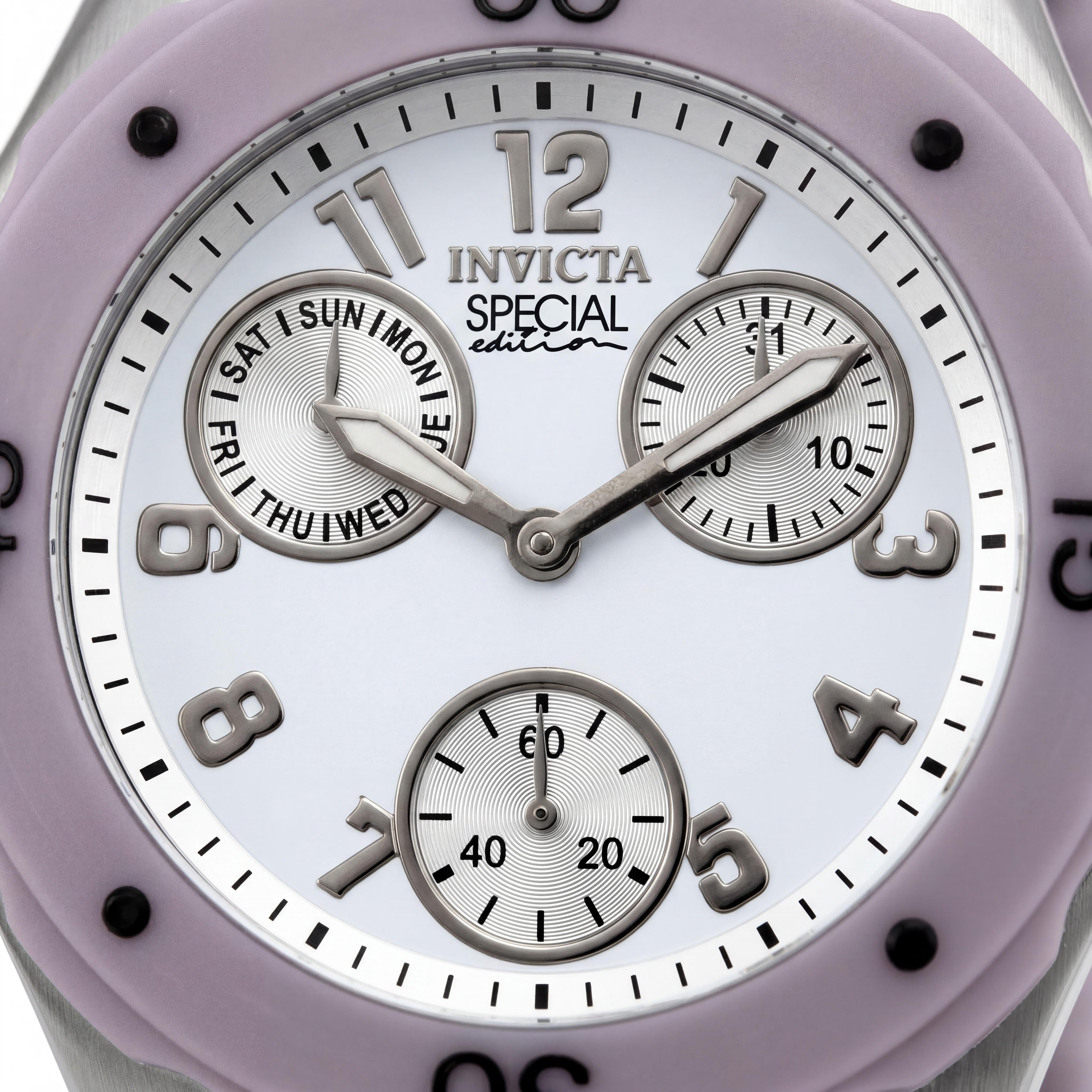Invicta Angel Collection 18794 Reloj de Acero Inoxidable con Esfera Blanca Luminosa y Correa de Silicona Beige para Mujer con Fusión de Llama 38mm, Photo 2
