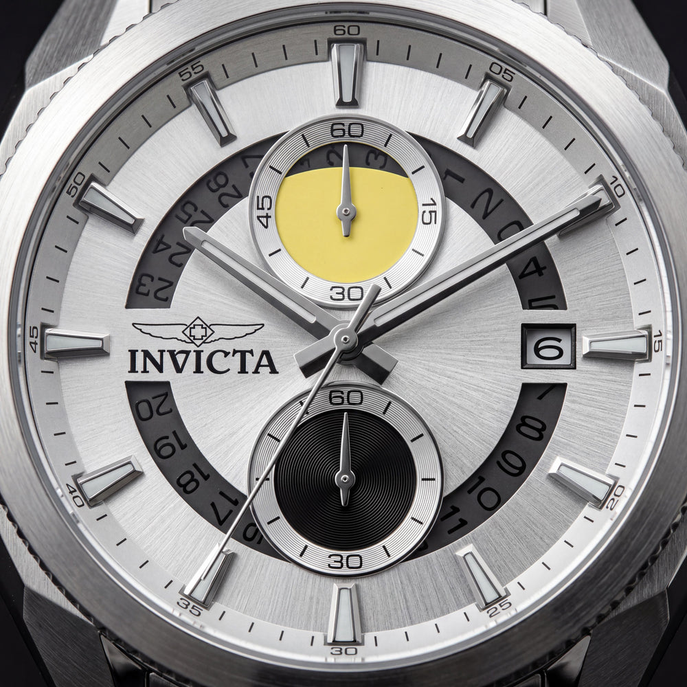 Invicta Speedway 50437 Silver Dial Stainless Steel Case & Bracelet Quartz 5 ATM Water Resistant Wristwatch 45mm