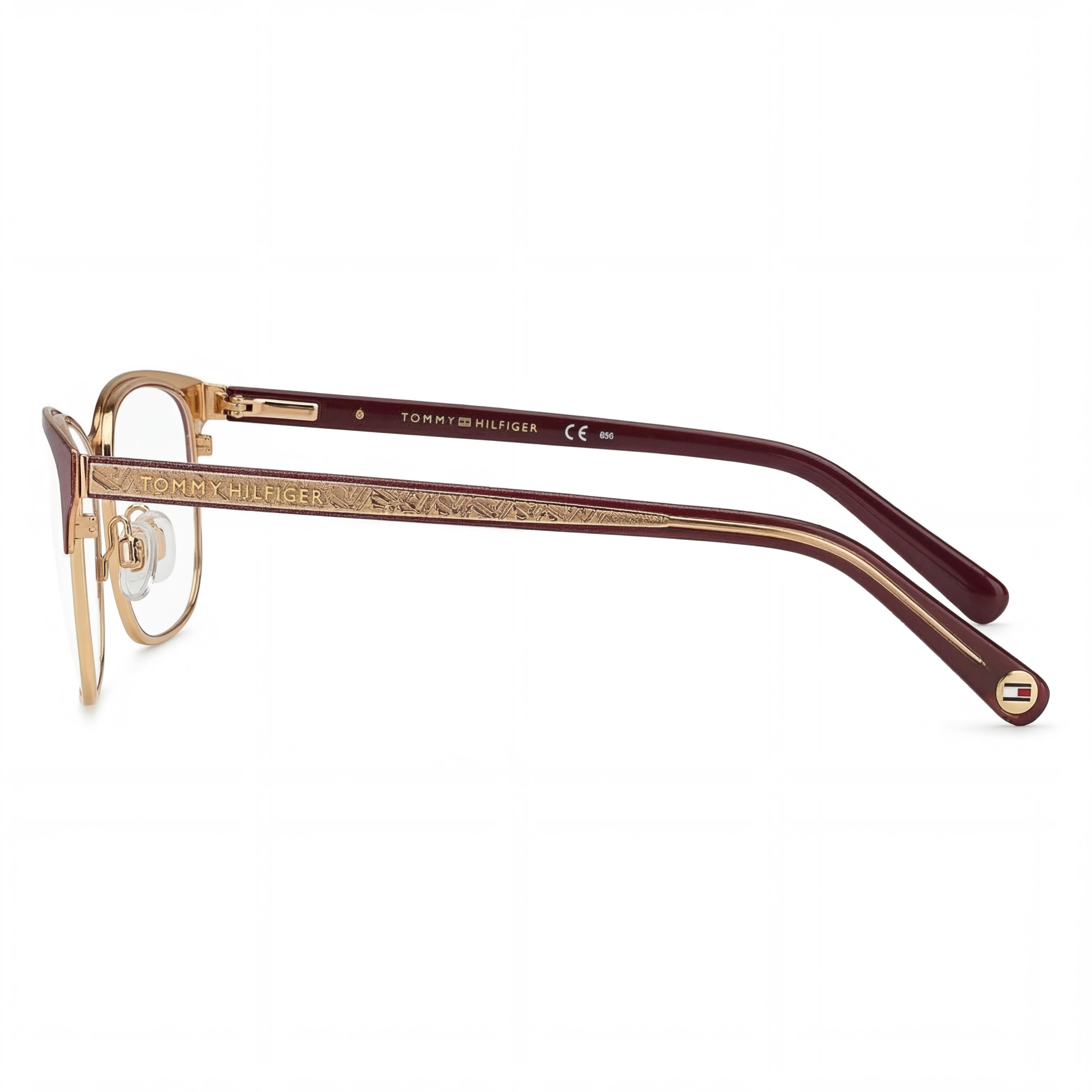 Gafas Tommy Hilfiger T. Hilfiger 1777 para mujer, color rojo brillante, doradas, sin acero inoxidable, 52 mm, Photo 2