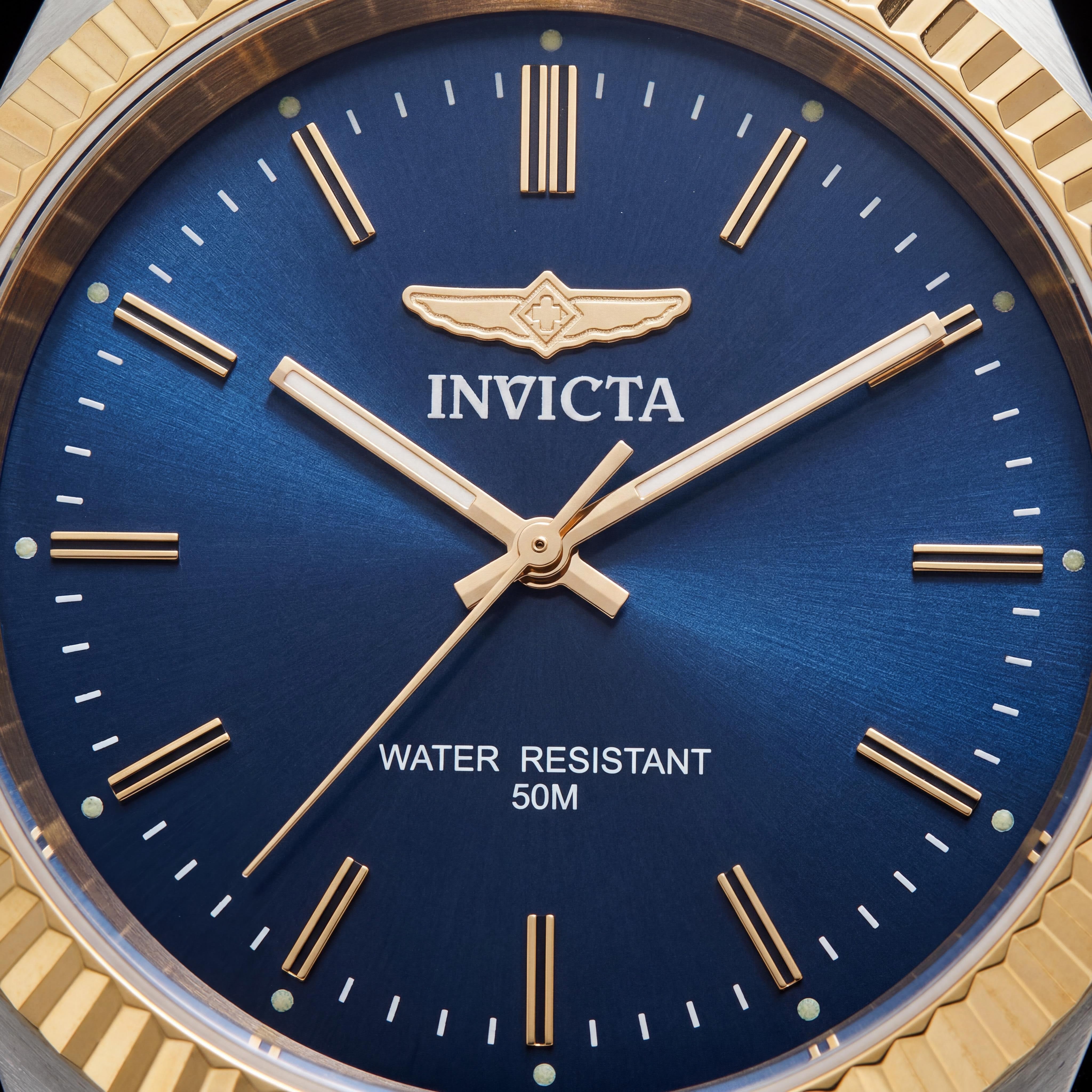 Invicta Specialty 49316 Reloj de cuarzo unisex con brazalete de acero inoxidable en tonos plateados y dorados, esfera azul, 43 mm, Photo 2
