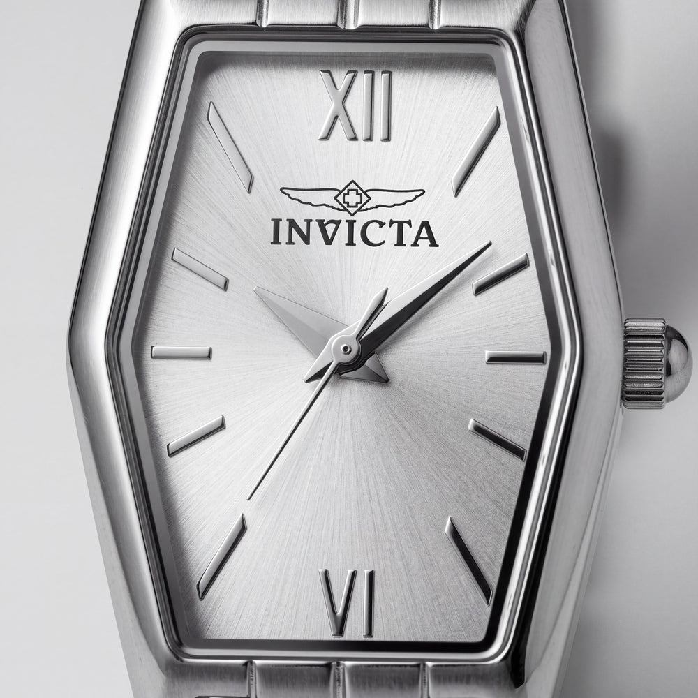 Reloj de cuarzo unisex Invicta Angel Collection 48122 con esfera plateada y caja de acero inoxidable de 20 mm
