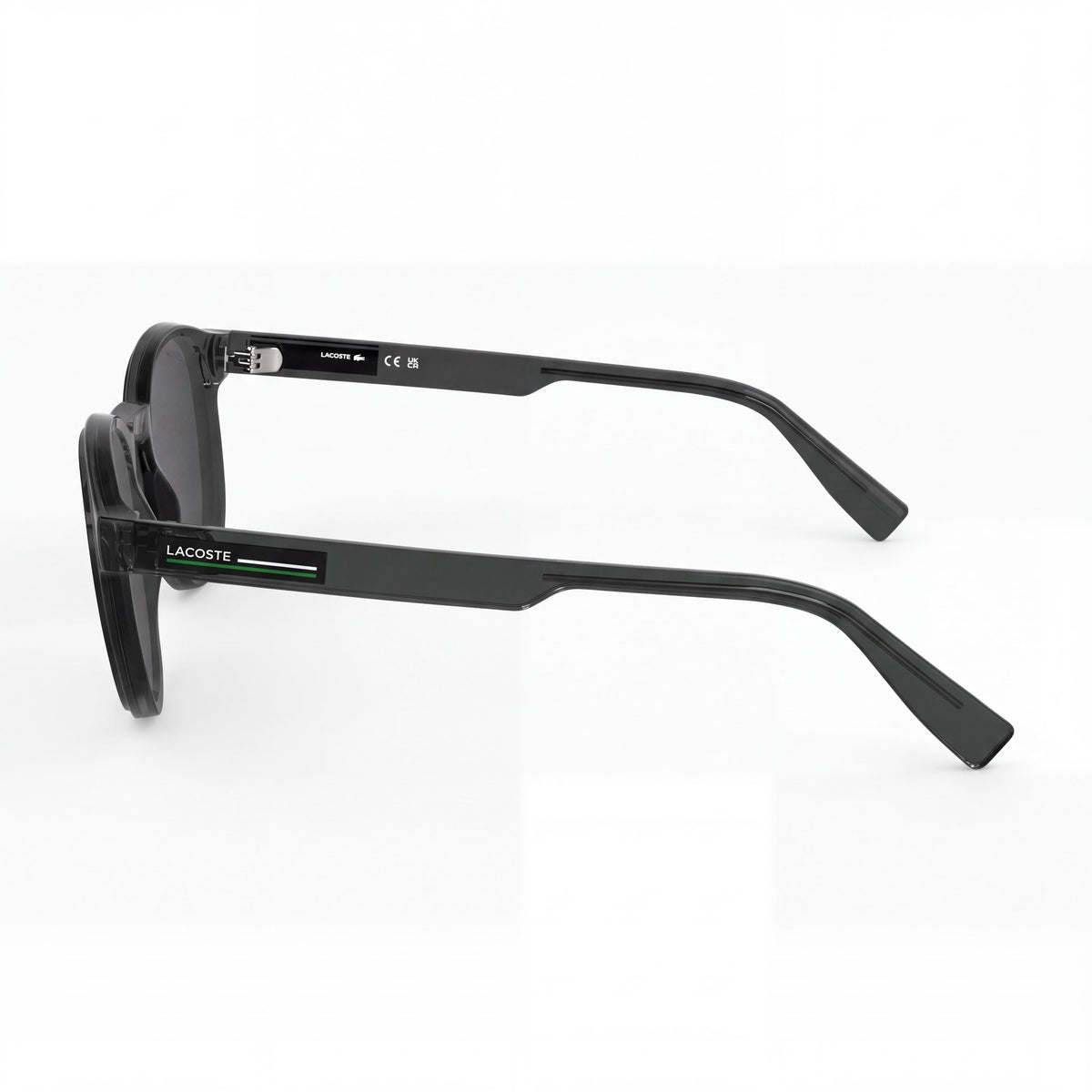 Gafas Lacoste Classic para hombre con montura de plástico gris oscuro transparente y lentes de policarbonato gris, tamaño 51-21-145mm, Photo 3
