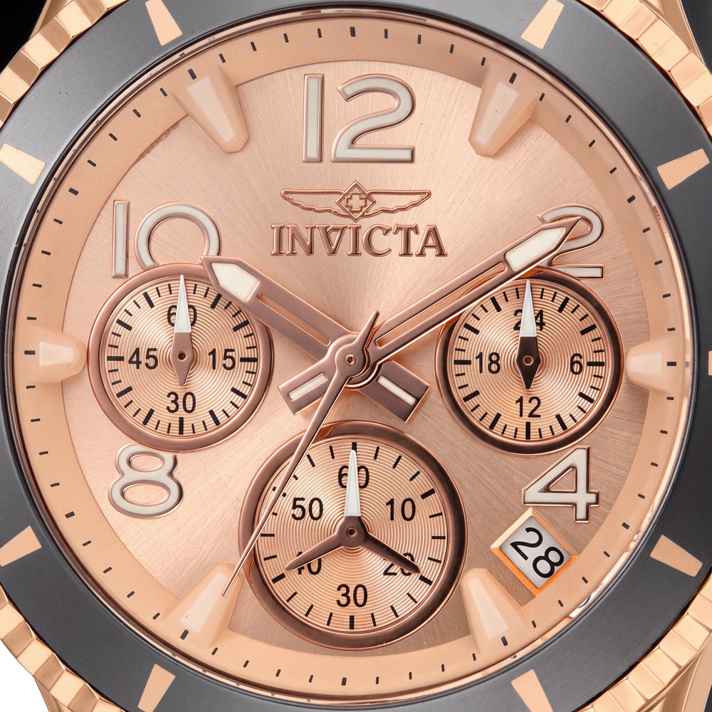 Invicta Women's BLU Quartz Watch, 39mm Stainless Steel Case, Rose Gold Dial, Glow In The Dark, 10 Bar Water Resistant
