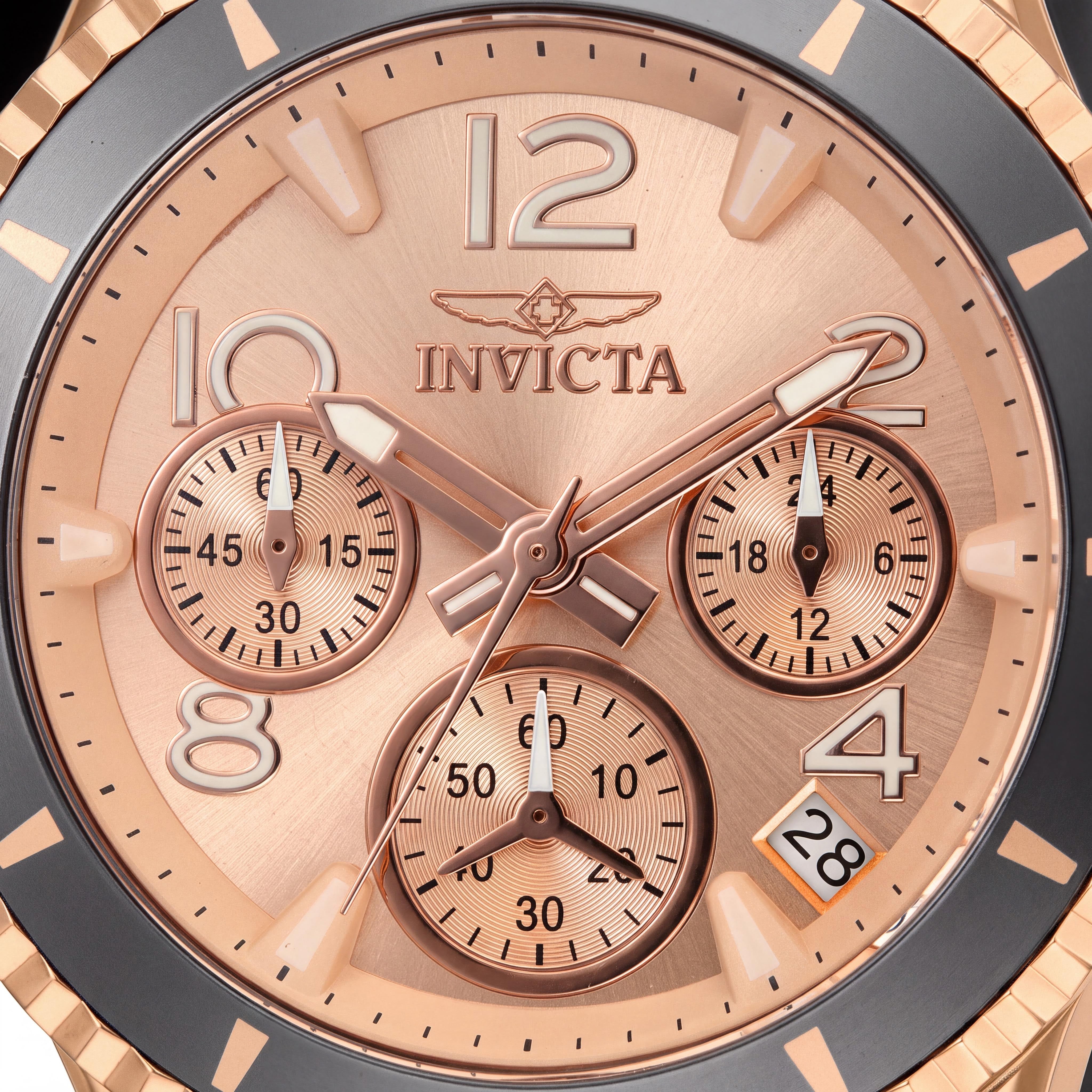 Reloj Invicta BLU de Cuarzo para Mujer, Caja de Acero Inoxidable de 39mm, Esfera Oro Rosado, Brilla en la Oscuridad, Resistente al Agua 10 Bar, Photo 2
