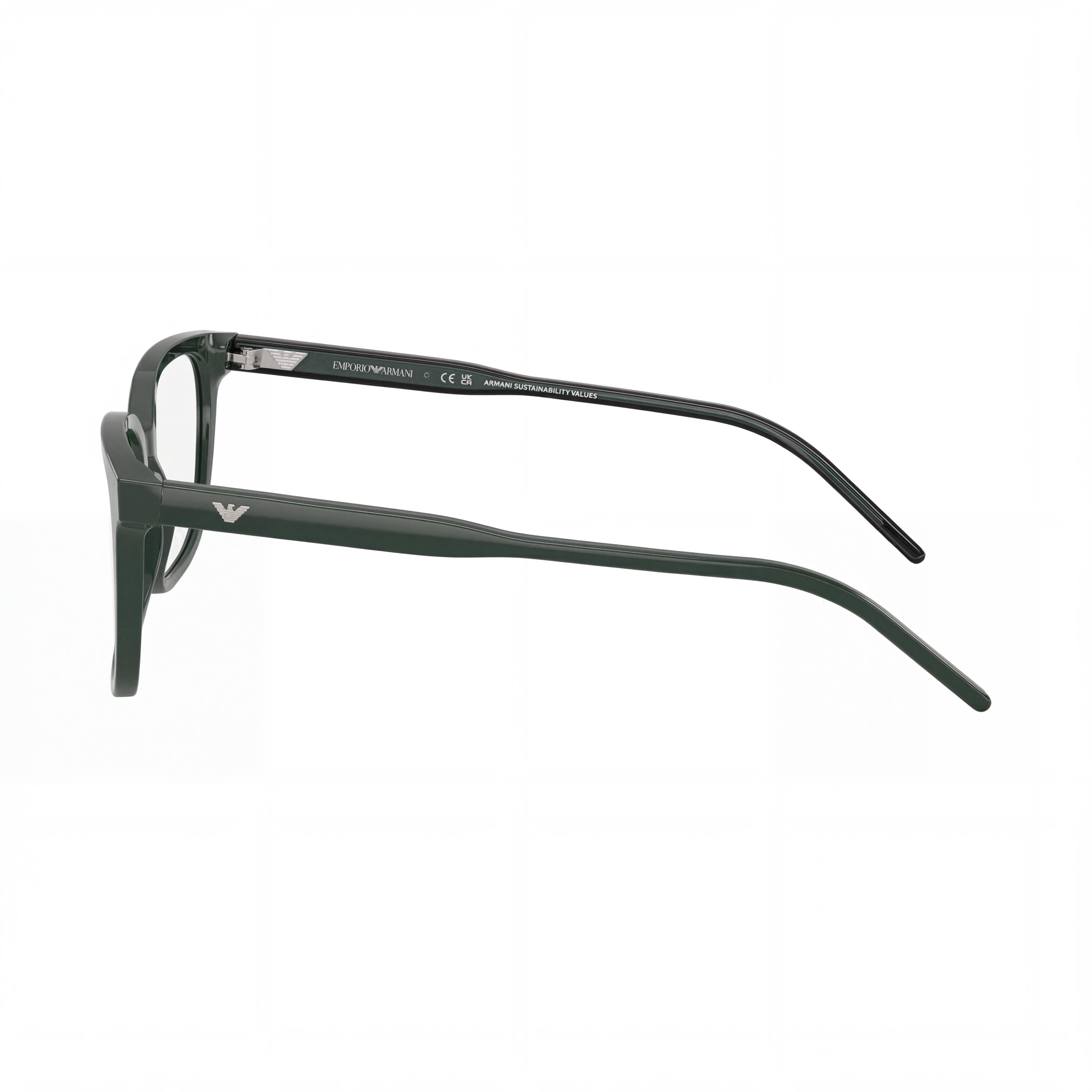 Emporio Armani Ea3258 Men's Square Shiny Green Plastic Frame Prescription Ready Eyeglasses 54mm, Photo 2
