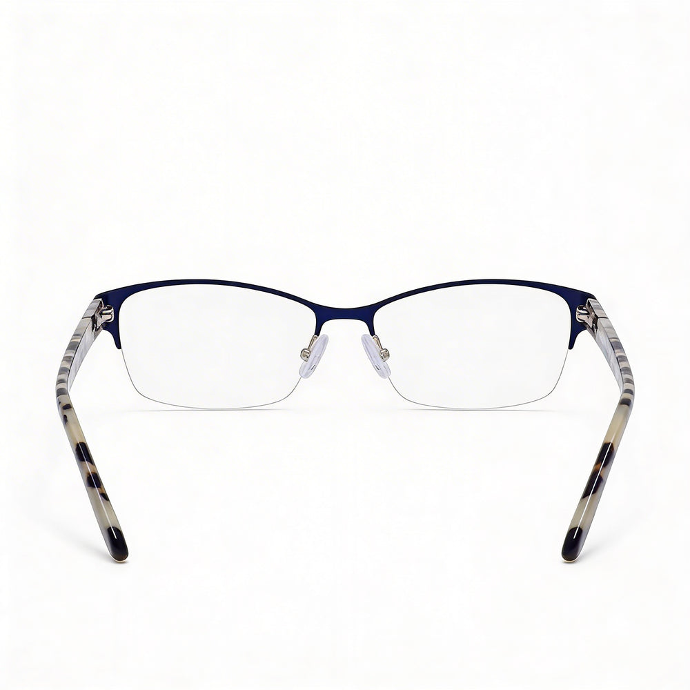 BANANA REPUBLIC Gafas Rectangulares Jordyn Unisex Semial Aire de Metal Azul Marino con Cristales Transparentes - 54mm