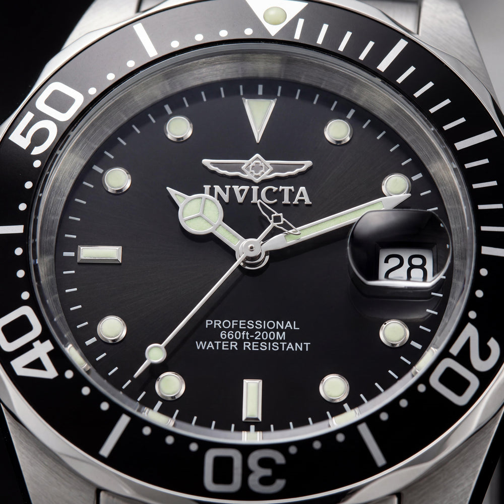 Invicta Watch 9311 Pro Diver Unisex Stainless Steel Chronograph Black Dial Swiss Quartz Mineral Crystal 200M Water Resistant