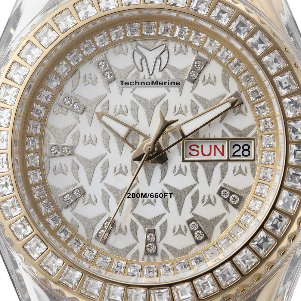 Technomarine Cruise TM-125038 Reloj Unisex de Cuarzo con Esfera Dorada, Caja de Acero Inoxidable, Correa de Silicona, 40mm, 20 ATM