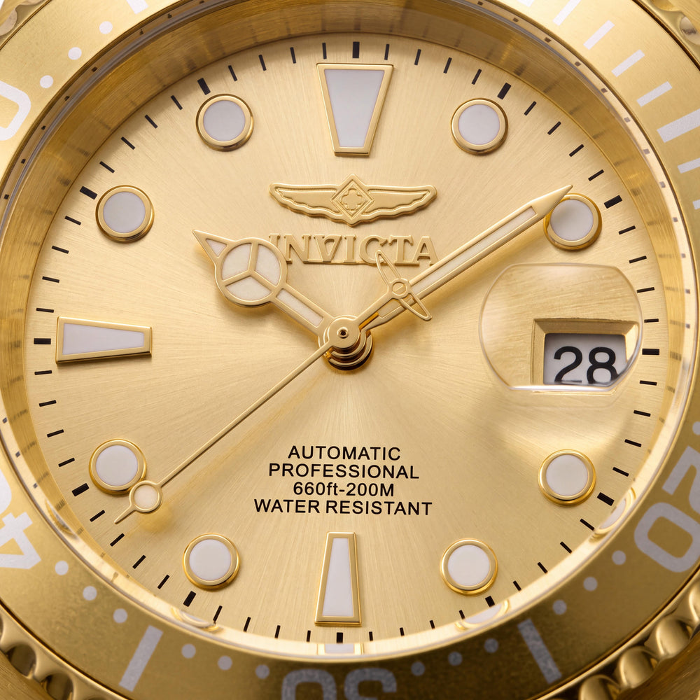 Invicta 30096 Men's Gold-Tone Stainless Steel Automatic Diver Watch with Champagne Dial, 42mm, 200m Water Resistant