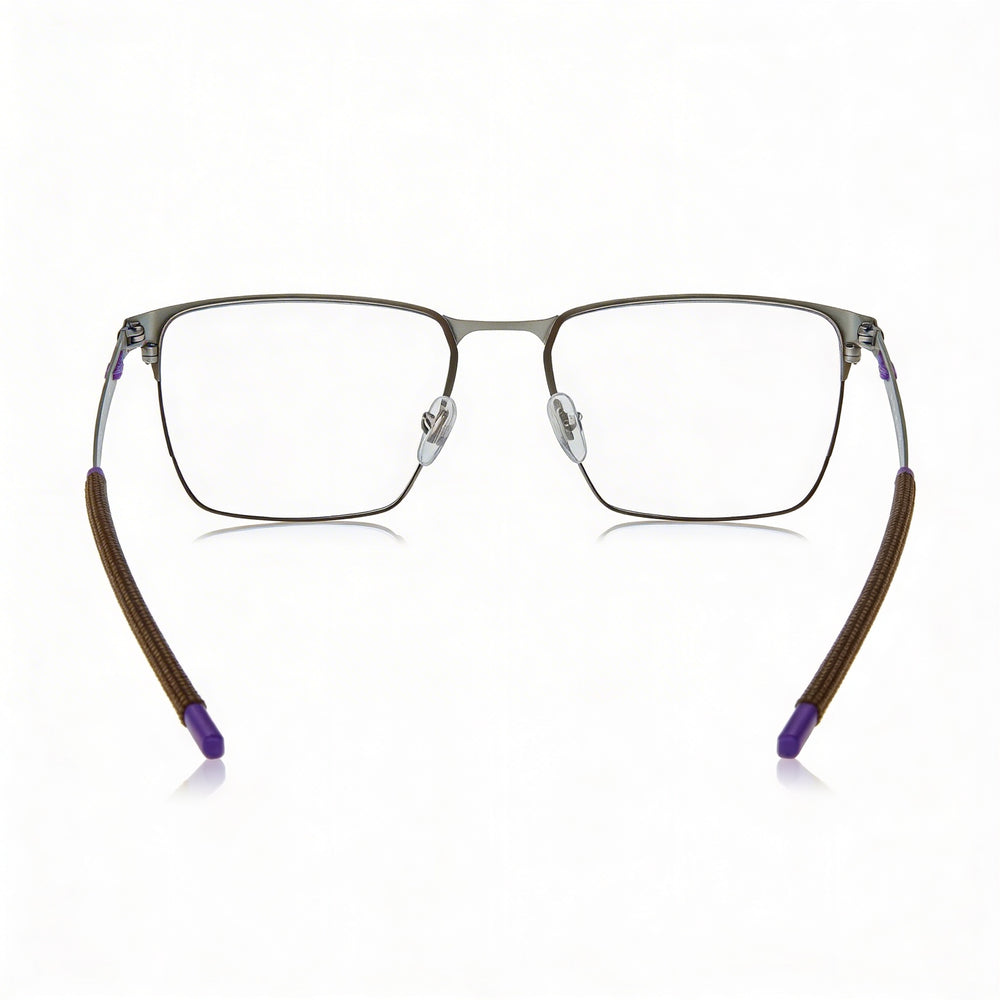 Montura de gafas Police Classic de metal para hombre, acabado paladio satinado mate con detalles de color, 56 mm