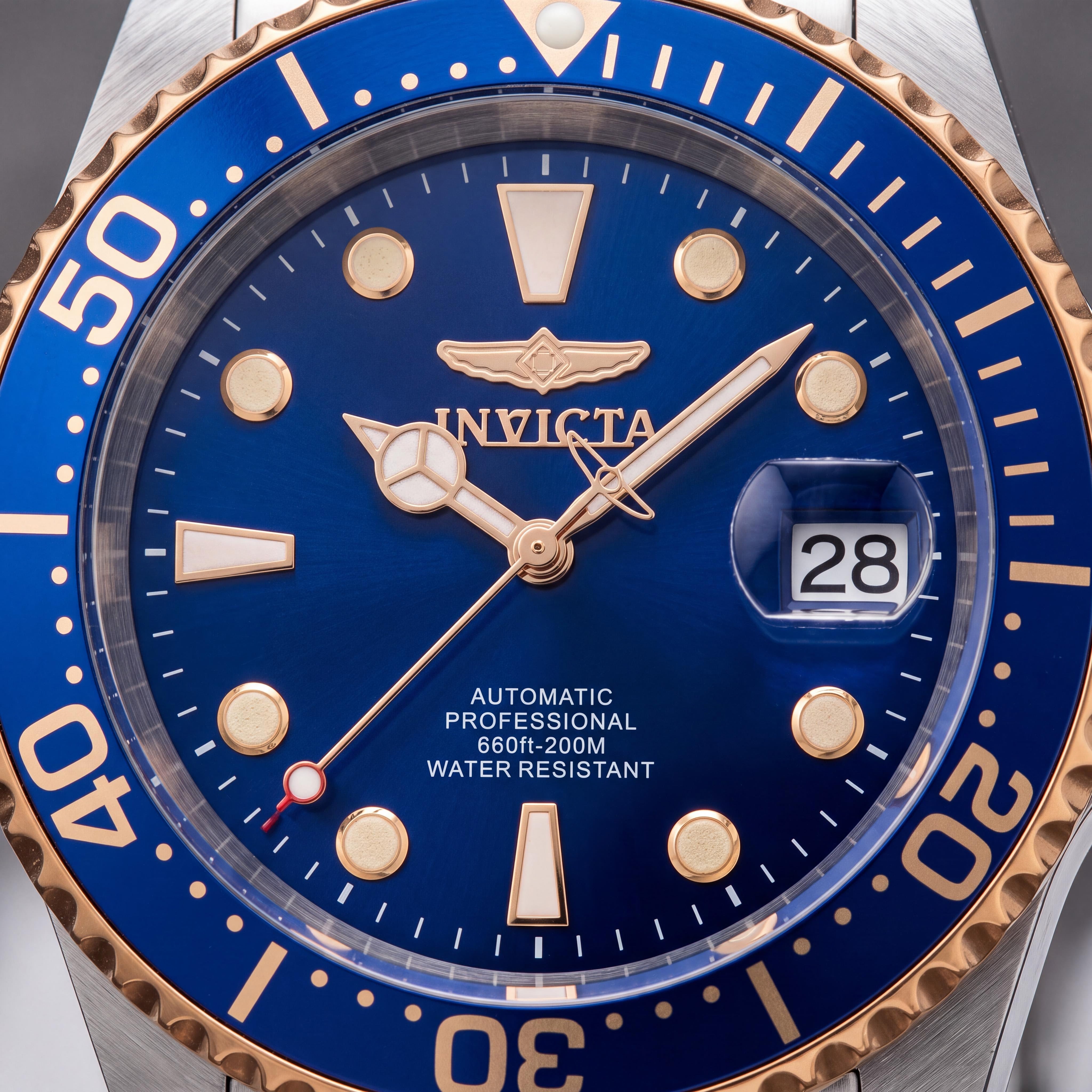 Invicta Men's Pro Diver Automatic Watch, Two-Tone Rose Gold Stainless Steel Case, Blue Dial, 42mm, Photo 2