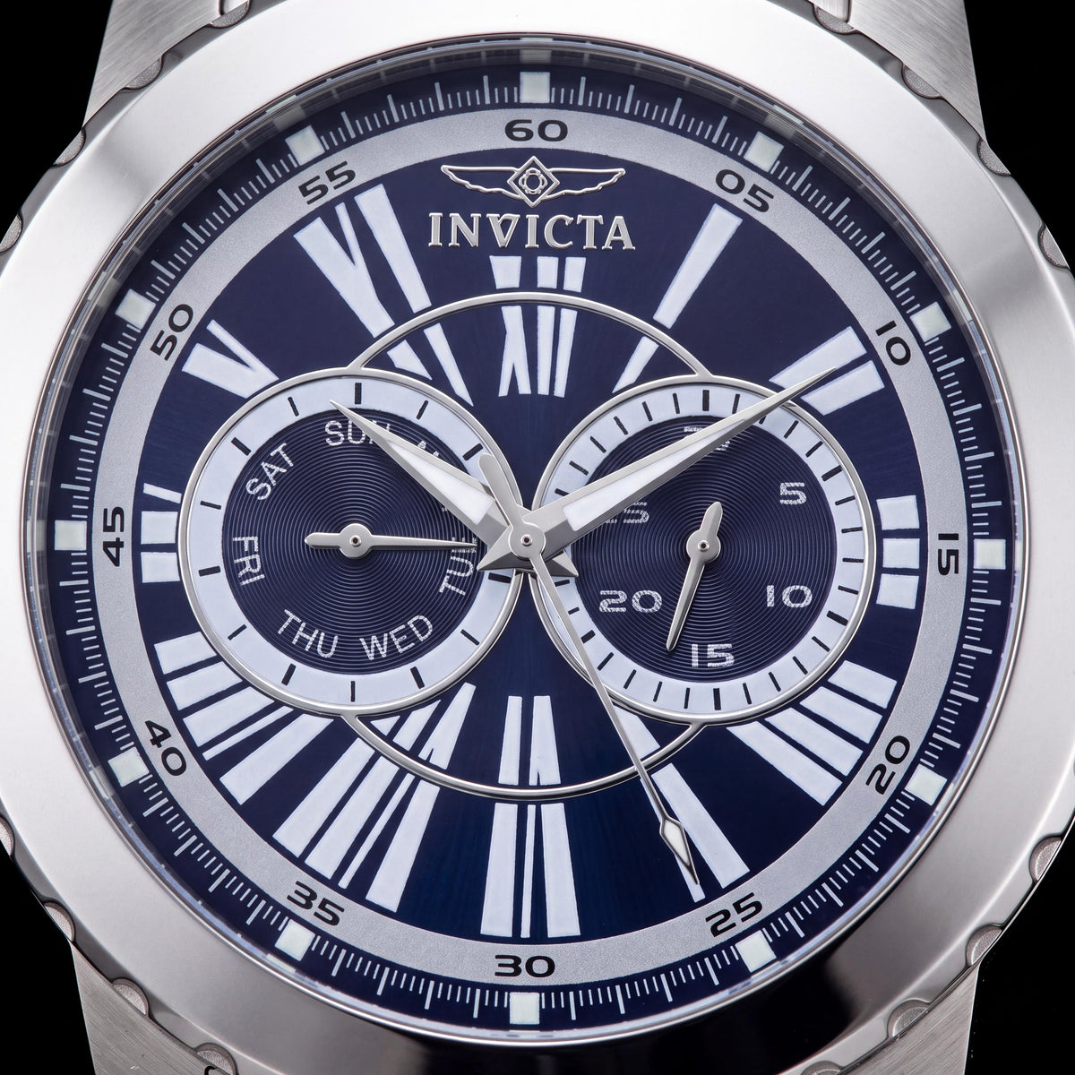 Invicta 14587 Men's Silver Stainless Steel Blue Dial Bracelet Watch, Luminous, 50mm, Photo 2