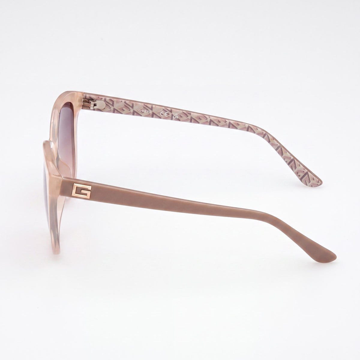GUESS GU7920 57F Women's Round Shiny Beige Plastic Frame Sunglasses, Gradient Brown Non-Polarized UV Protective Lenses, 58mm, Photo 3