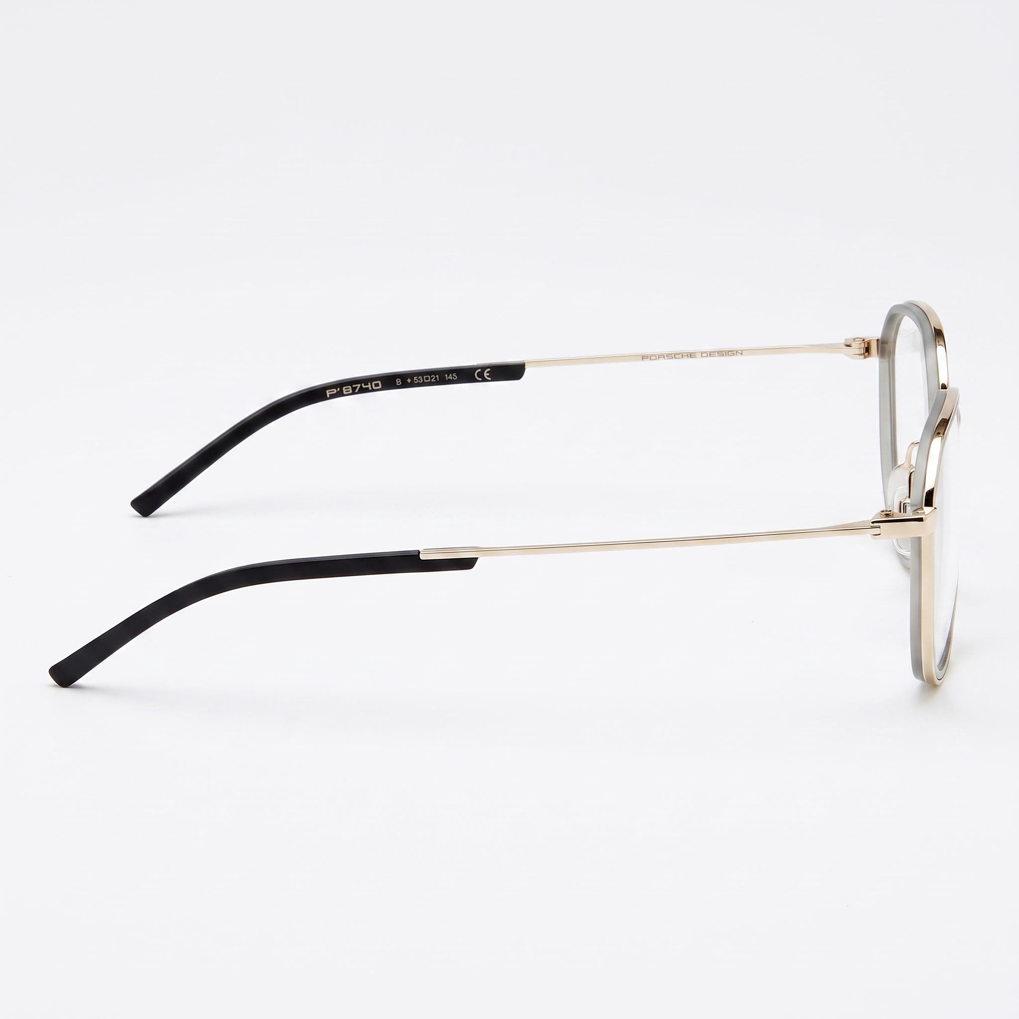 Porsche Modern Unisex Gold, Grey RXP Polyamide Frame Non-Polarized Transparent Plastic Lens Eyeglasses 53-21-145, Photo 2