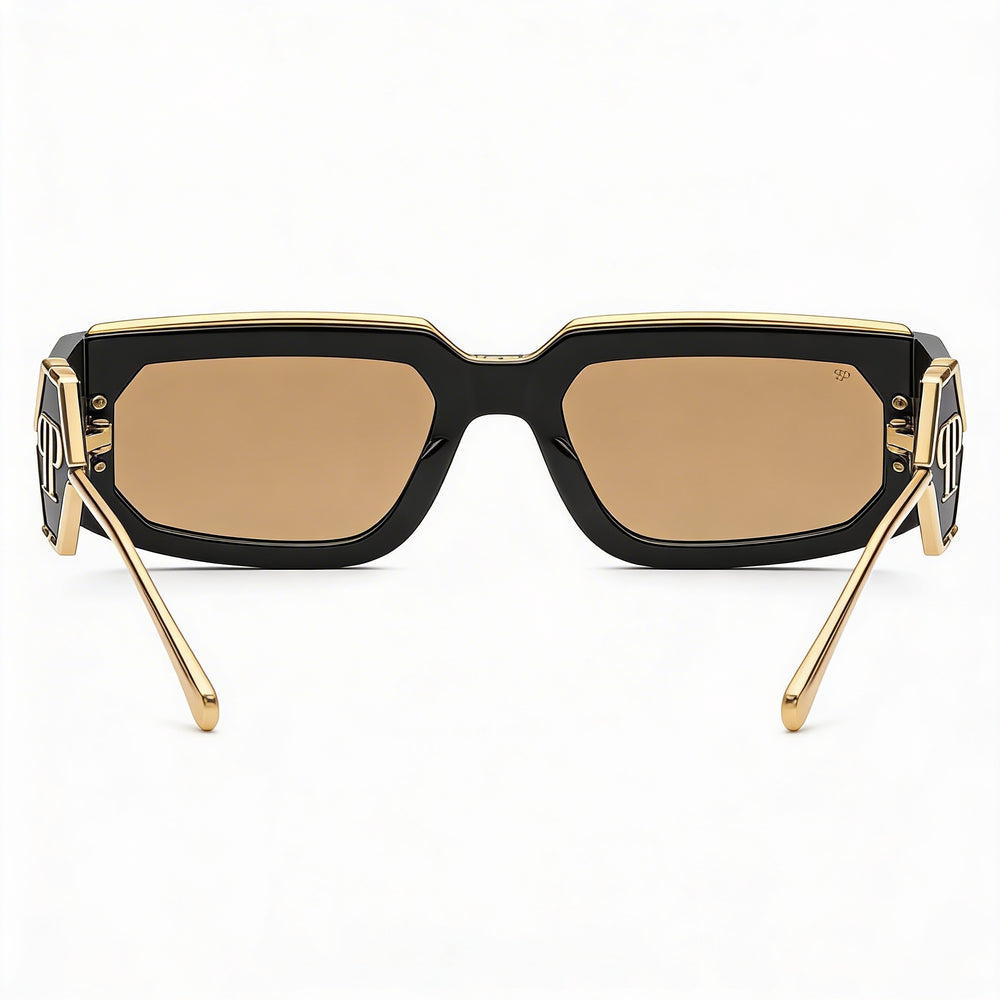 Philipp Plein Modern Unisex Multi-Coloured Cellulose Acetate Sunglasses UV Protection Smoke Mirror Gold Lenses 58mm