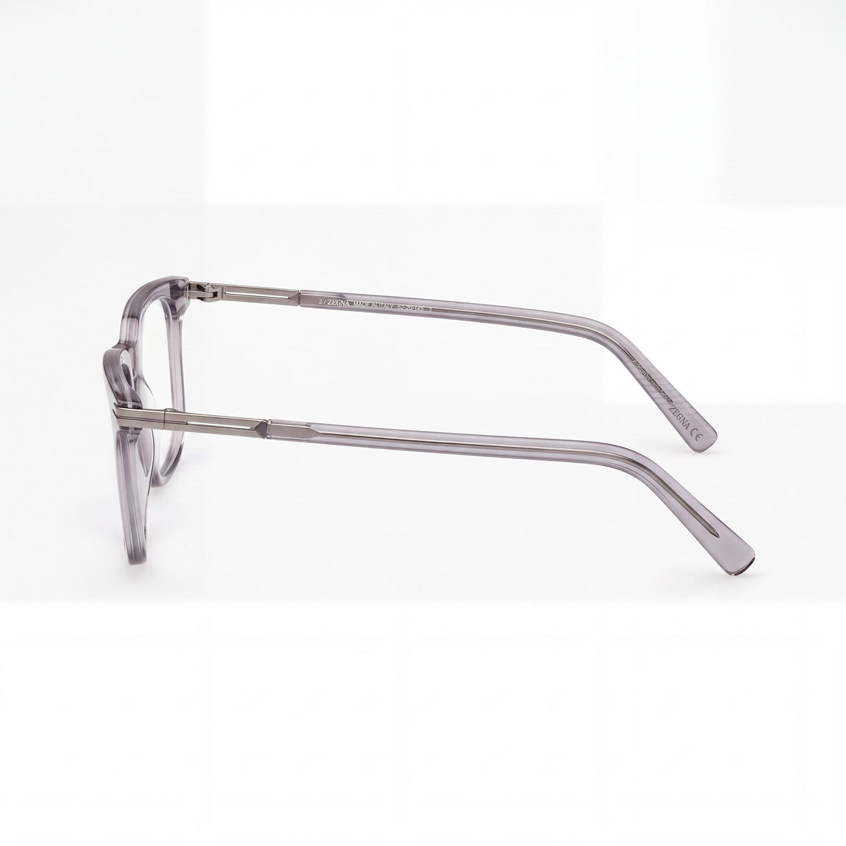 Montura de gafas para hombre Ermenegildo Zegna 5273, clásica, de plástico gris brillante, policarbonato multicolor, tamaño 52 mm, Photo 2