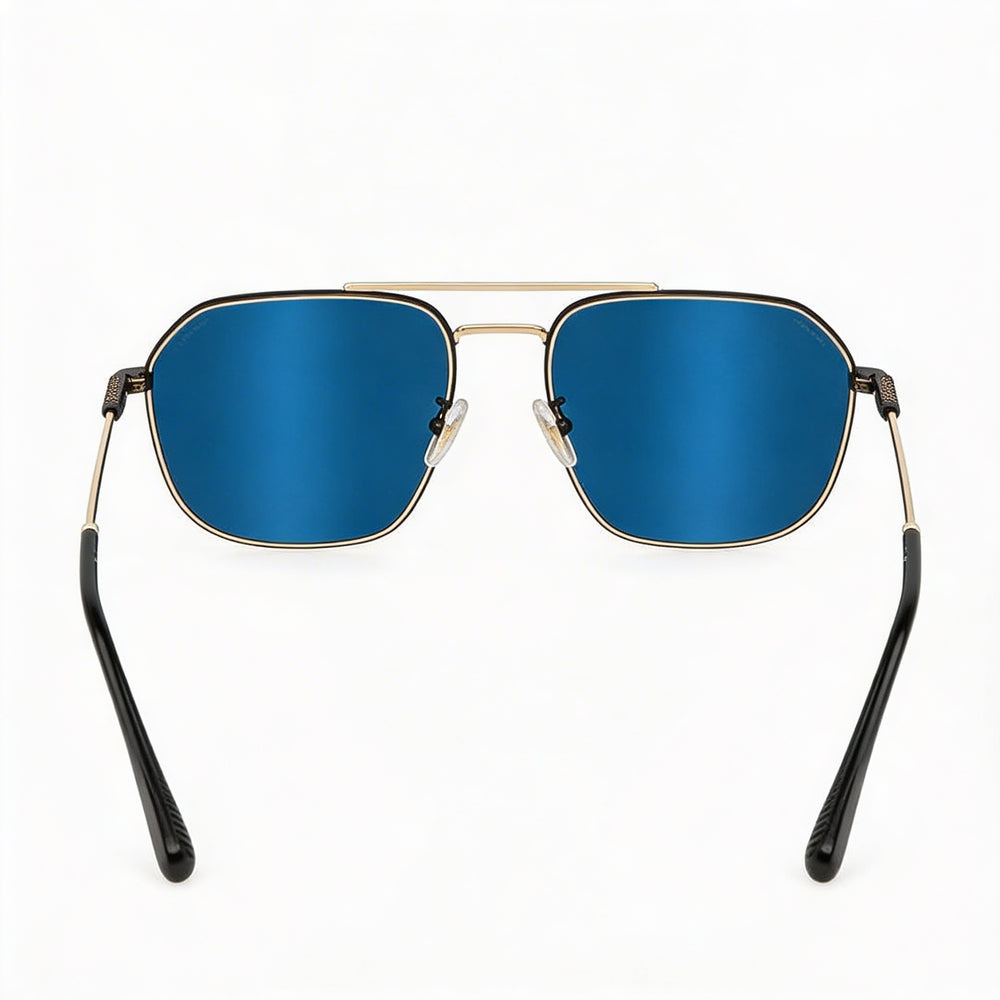Gafas de sol POLICE Splf64-57300b para hombre, con montura metálica dorada, no polarizadas, de espejo azul, 57 mm