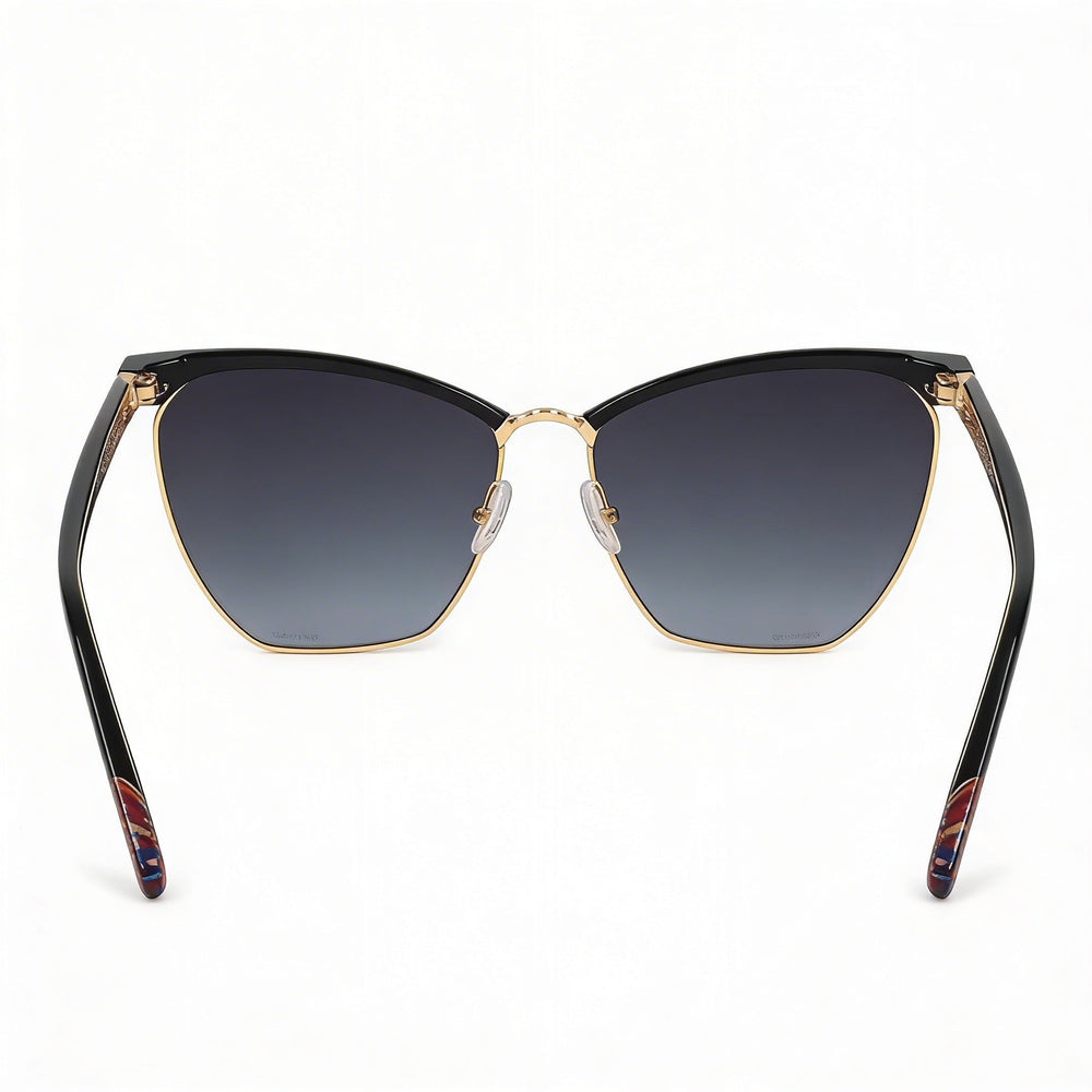 M Missoni Women's Eyewear Black Grey Shaded Metal Frame Black Gold Gradient Square UV Protected Sunglasses 60mm