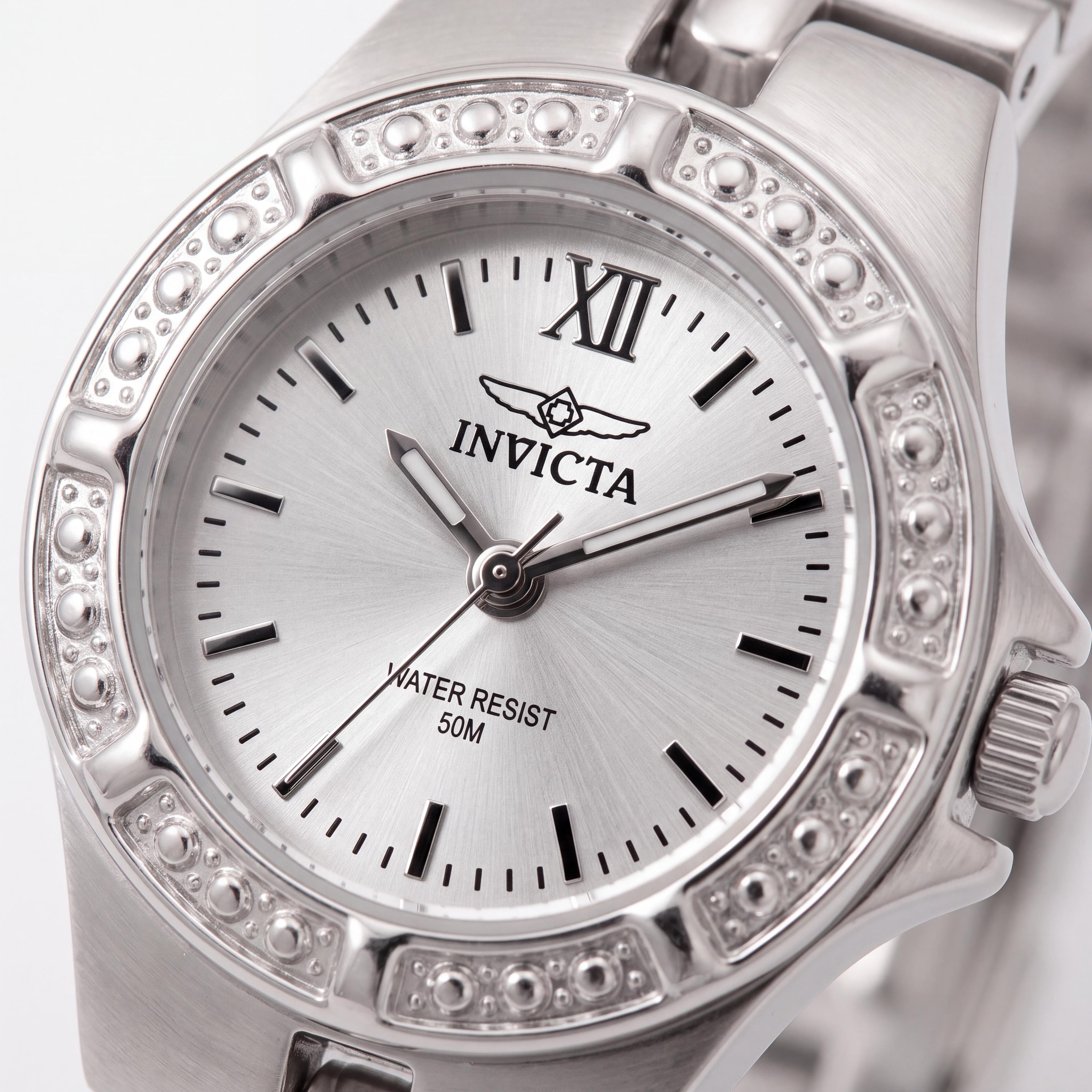Reloj Invicta Wildflower 0135 unisex de cuarzo con correa de acero inoxidable plateado, resistente al agua, con segundero, 21mm, Photo 2