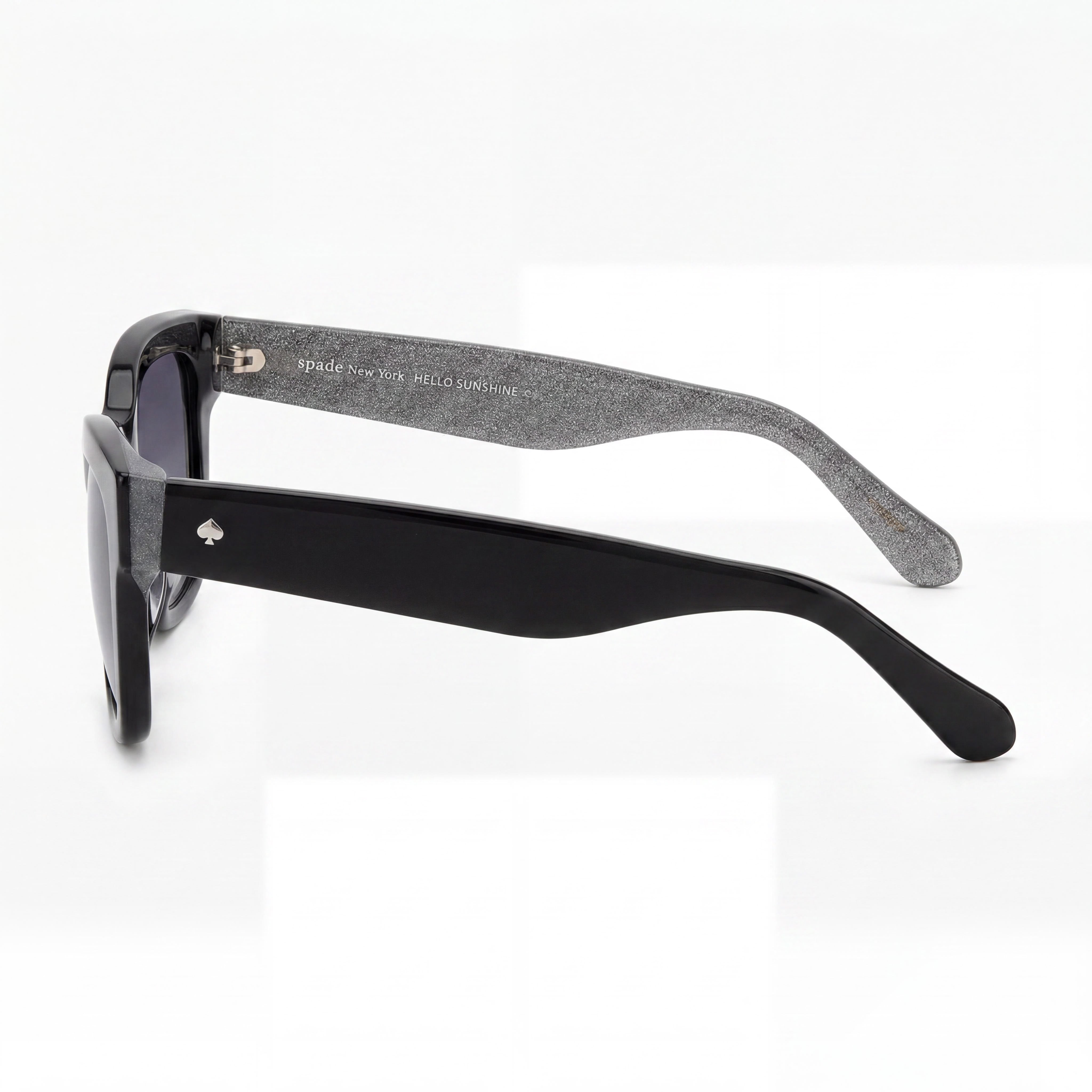 kate spade new york Gafas de sol informales de plástico con protección UV para mujer, no polarizadas, color negro con purpurina gris, 50 mm, Photo 3