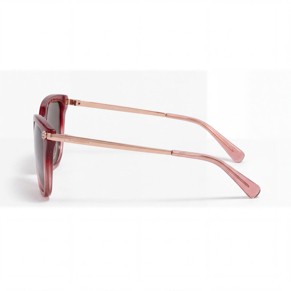 Coach Hc 8276 Women's Classic Composite UV Protection Sunglasses in Grey, Burgundy Glitter Gradient with Smoke Lenses 56-19-140, Photo 3