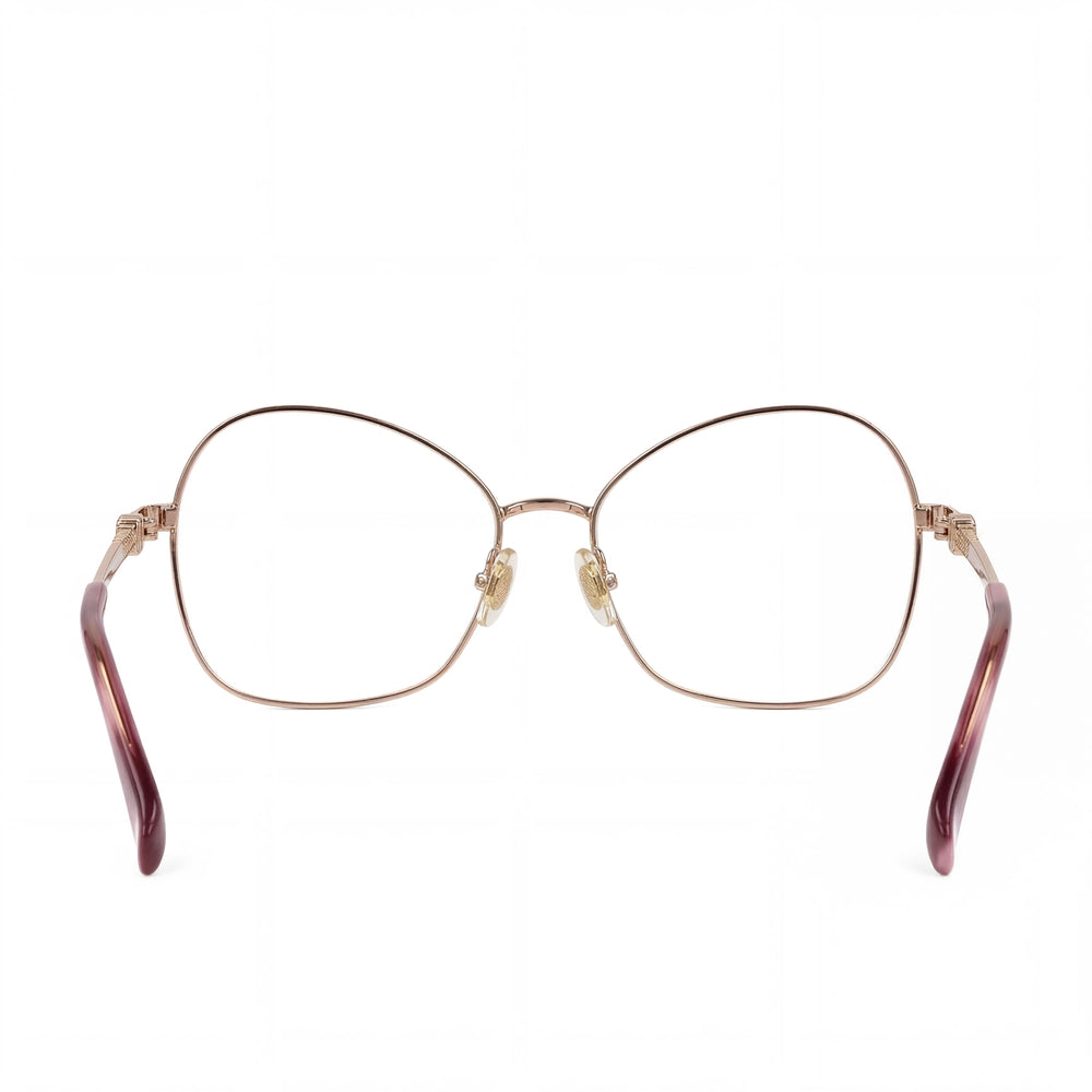 MaxMara Modern Women's Metal Eyeglasses Frame with Clear Lenses, Shiny Light Bronze, Size 55mm