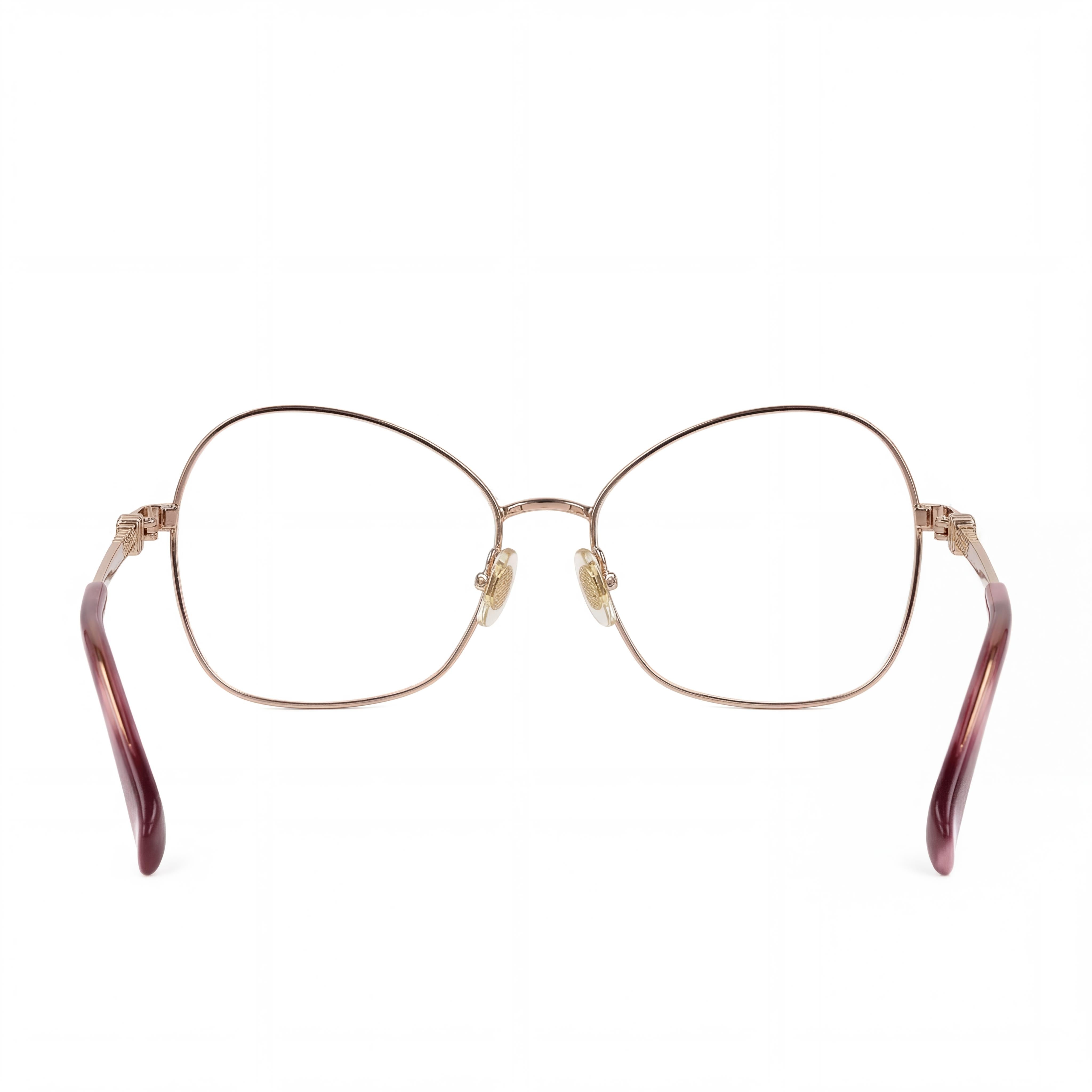 MaxMara Modern Women's Metal Eyeglasses Frame with Clear Lenses, Shiny Light Bronze, Size 55mm, Photo 3