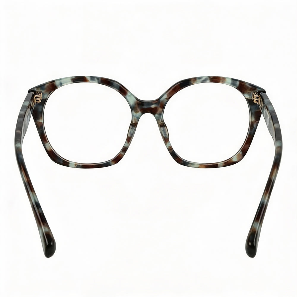 MaxMara Casual Women's Havana Acetate Optical Eyeglasses with Transparent Plastic Lenses 53-18-140