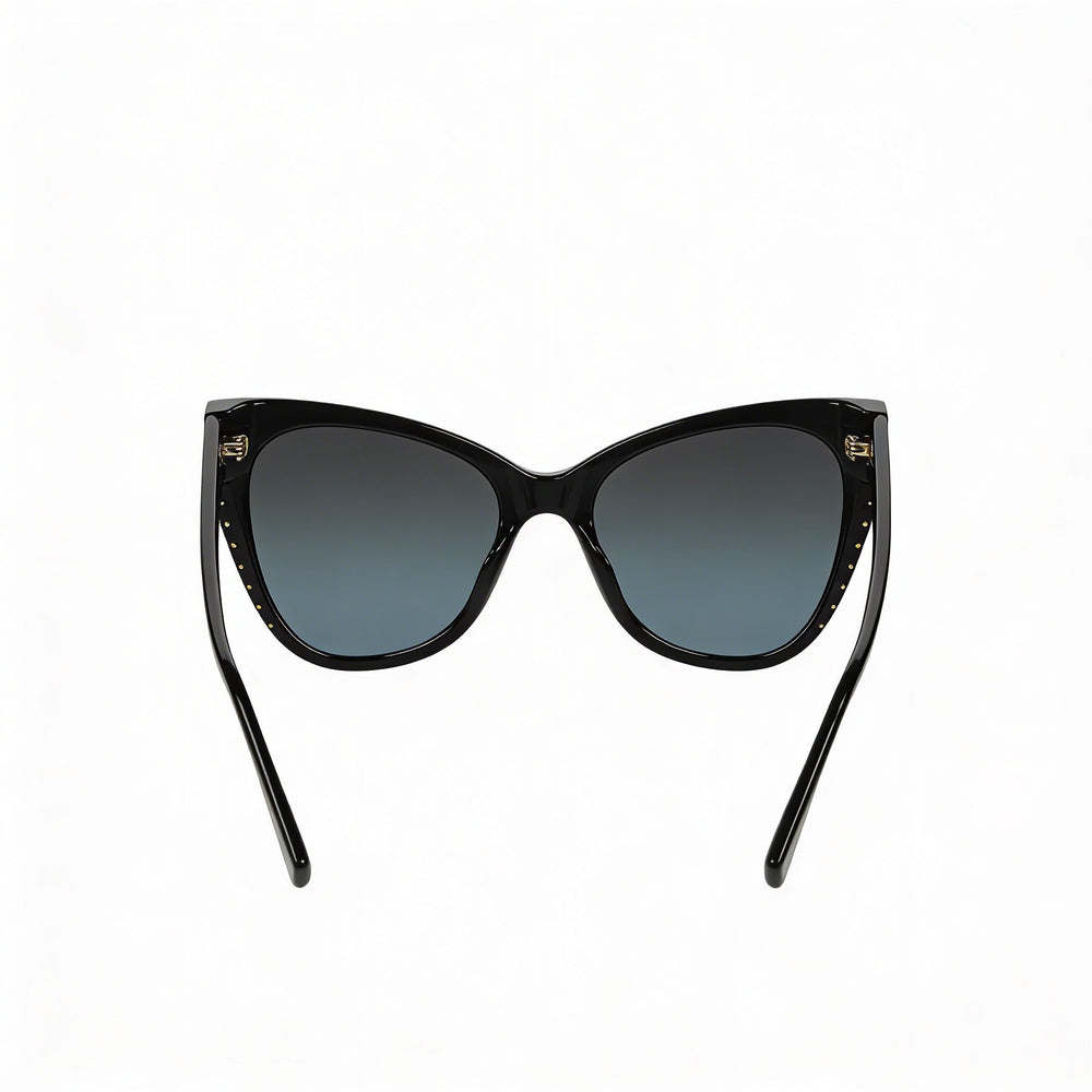 Gafas de sol Moschino MOS056/S para mujer, estilo mariposa, con montura de acetato negro, lentes grises y azules degradados, no polarizadas, 54 mm