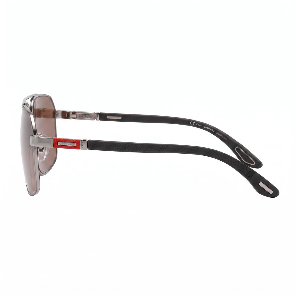 Chopard Schg89 Men's Metal Frame Total Shiny Ruthenium Sunglasses with Nylon Bio Based Lenses 66mm