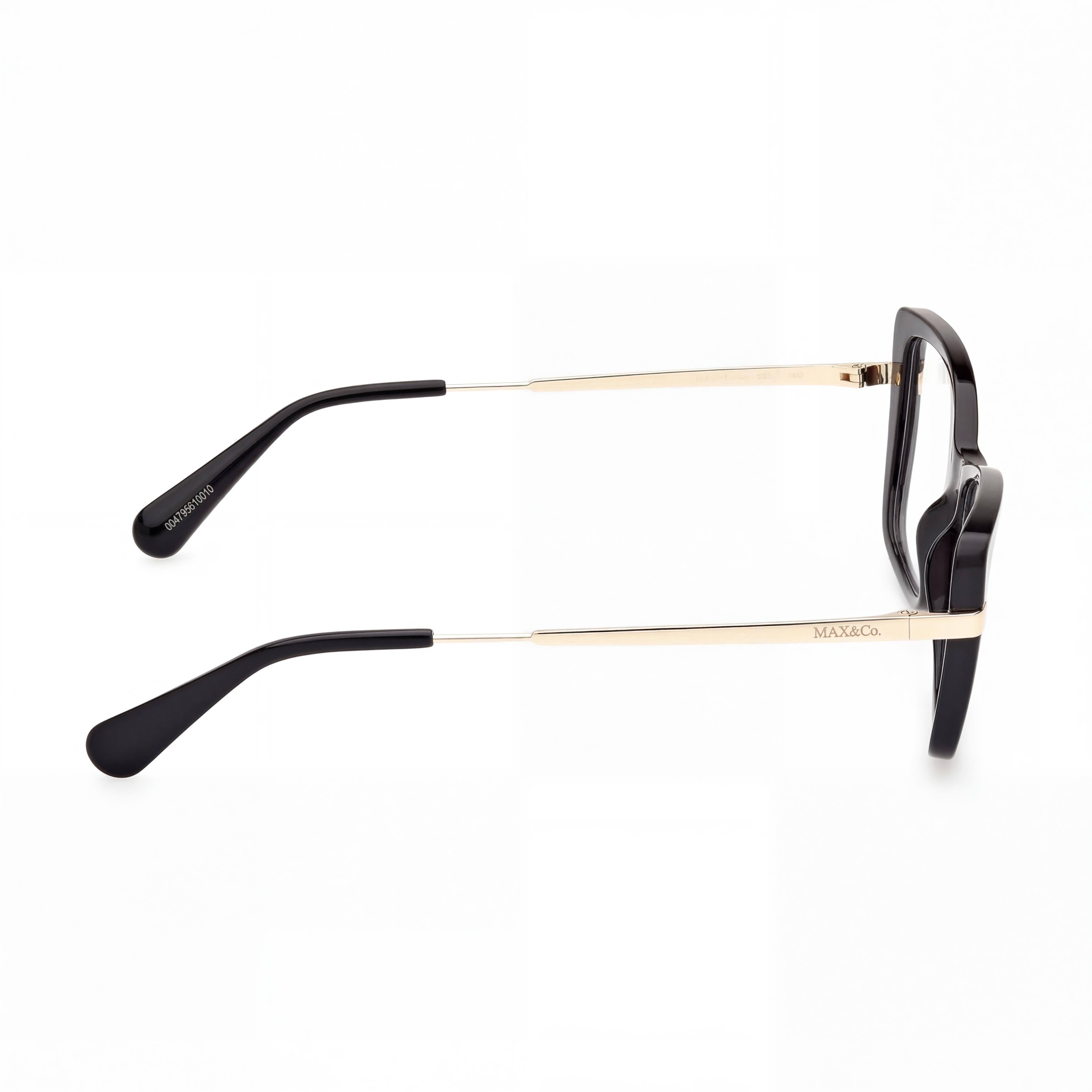 Gafas casuales Max & Co. para mujer, estilo ojo de gato, montura inyectada, color negro brillante, con lentes de 54 mm, puente de 15 mm y patillas de 140 mm., Photo 2